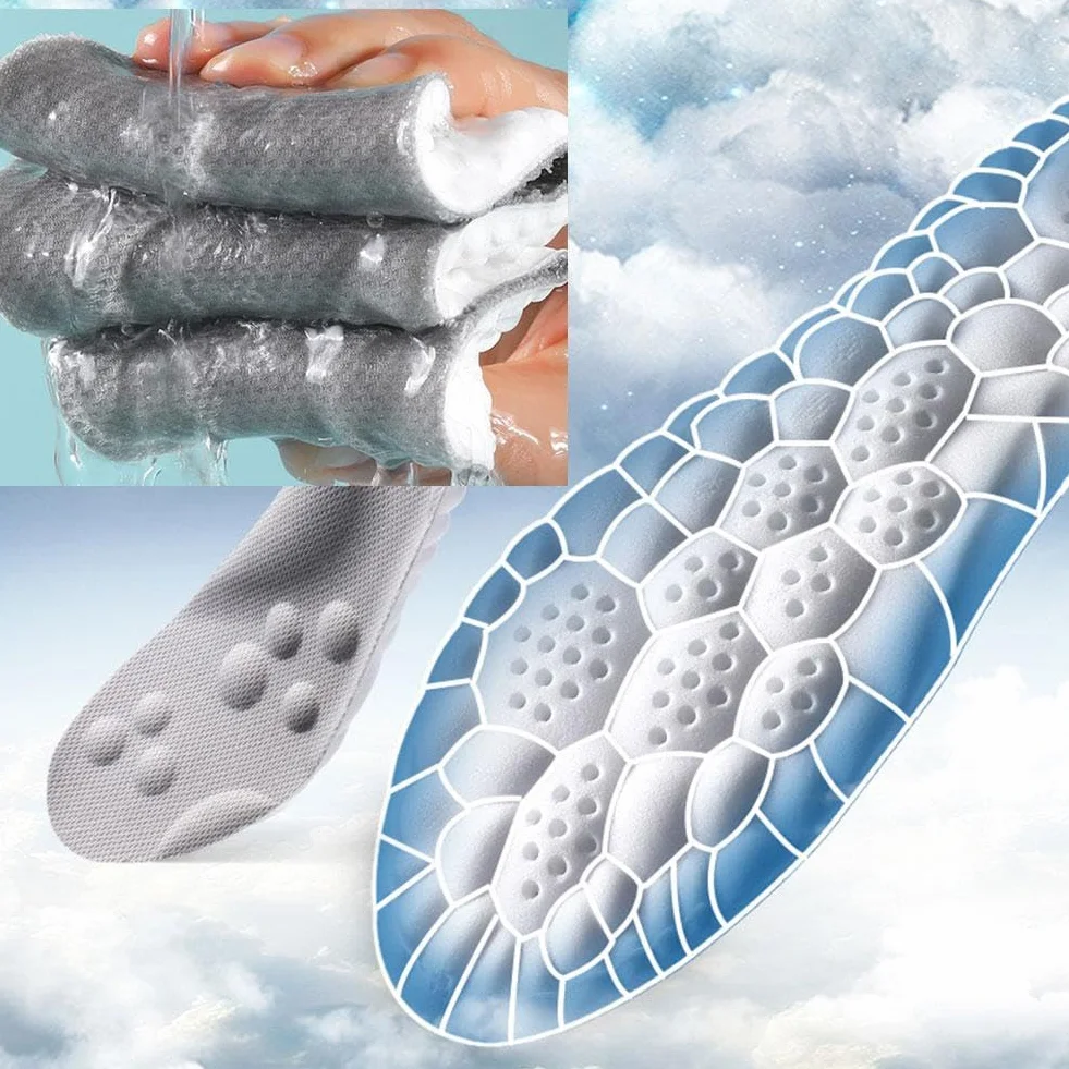 Wkładki 4D Cloud dla mężczyzn, 2 pary wkładek z technologią chmury, super miękkie, sportowe wkładki 4D z pianki z pamięcią kształtu, elastyczne, mocne łuki, amortyzujące wstrząsy wkładki dla mężczyzn