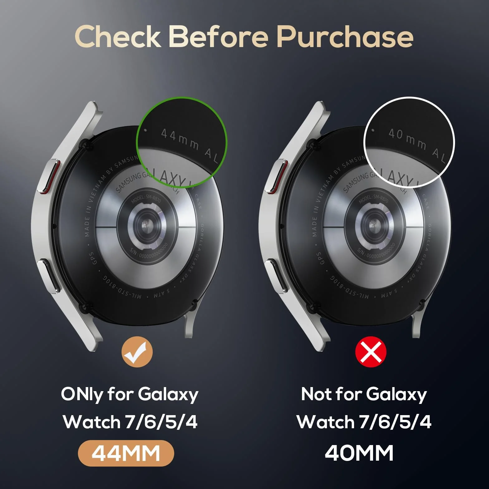 Folia ochronna na wyświetlacz do Samsung Galaxy Watch 7 / 6 / 5 / 4 mm, 44 mm, odporna na zarysowania HD, folia ochronna na wyświetlacz do zegarka Galaxy Watch 4/5/6/7, 44 mm