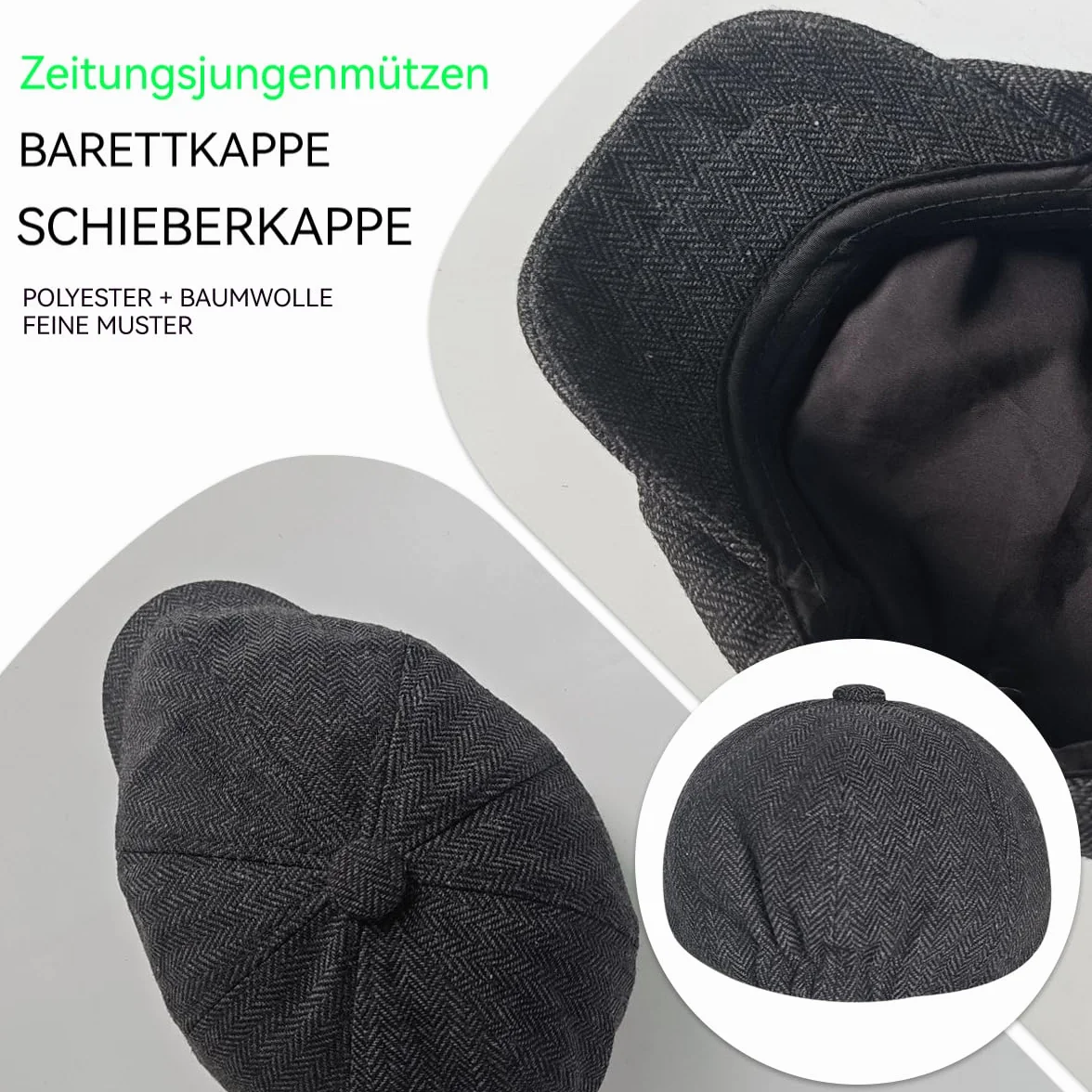 Męska czapka z daszkiem w stylu vintage, regulowana czapka z daszkiem Newsboy, czapka z daszkiem Gatsby Ivy, czapka z daszkiem do golfa, zimowa czapka Dri