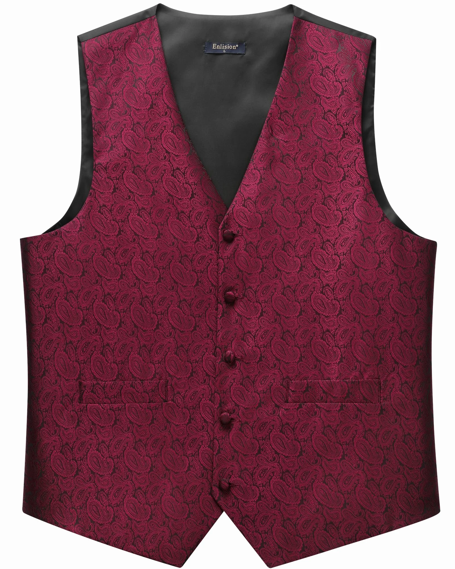 Enlision Kamizelki dla mężczyzn ślub kamizelka paisley kwiatowy żakardowy krawat poszetka kwadratowa impreza formalna kamizelka garnitur zestaw S-6XL