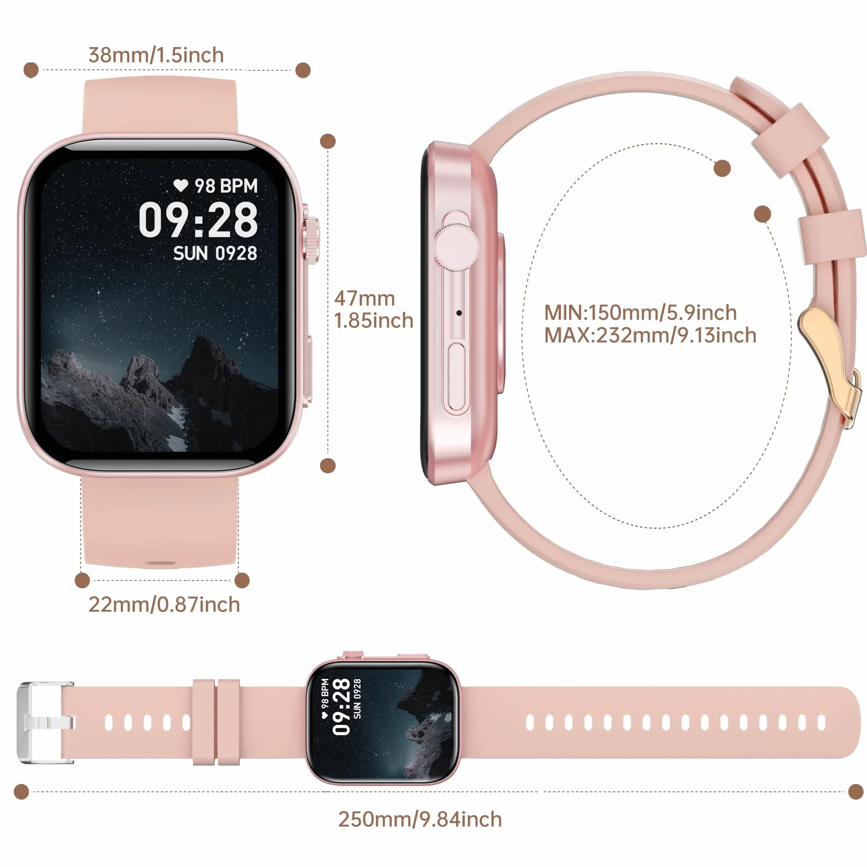 BRIBEJAT Smartwatch damski z funkcją telefonu, ekranem dotykowym 2,01", 110+ trybami sportowymi, zegarek fitness z pulsometrem, SpO2, monitor snu, cykl menstruacyjny, wodoszczelność IP68, kompatybilny