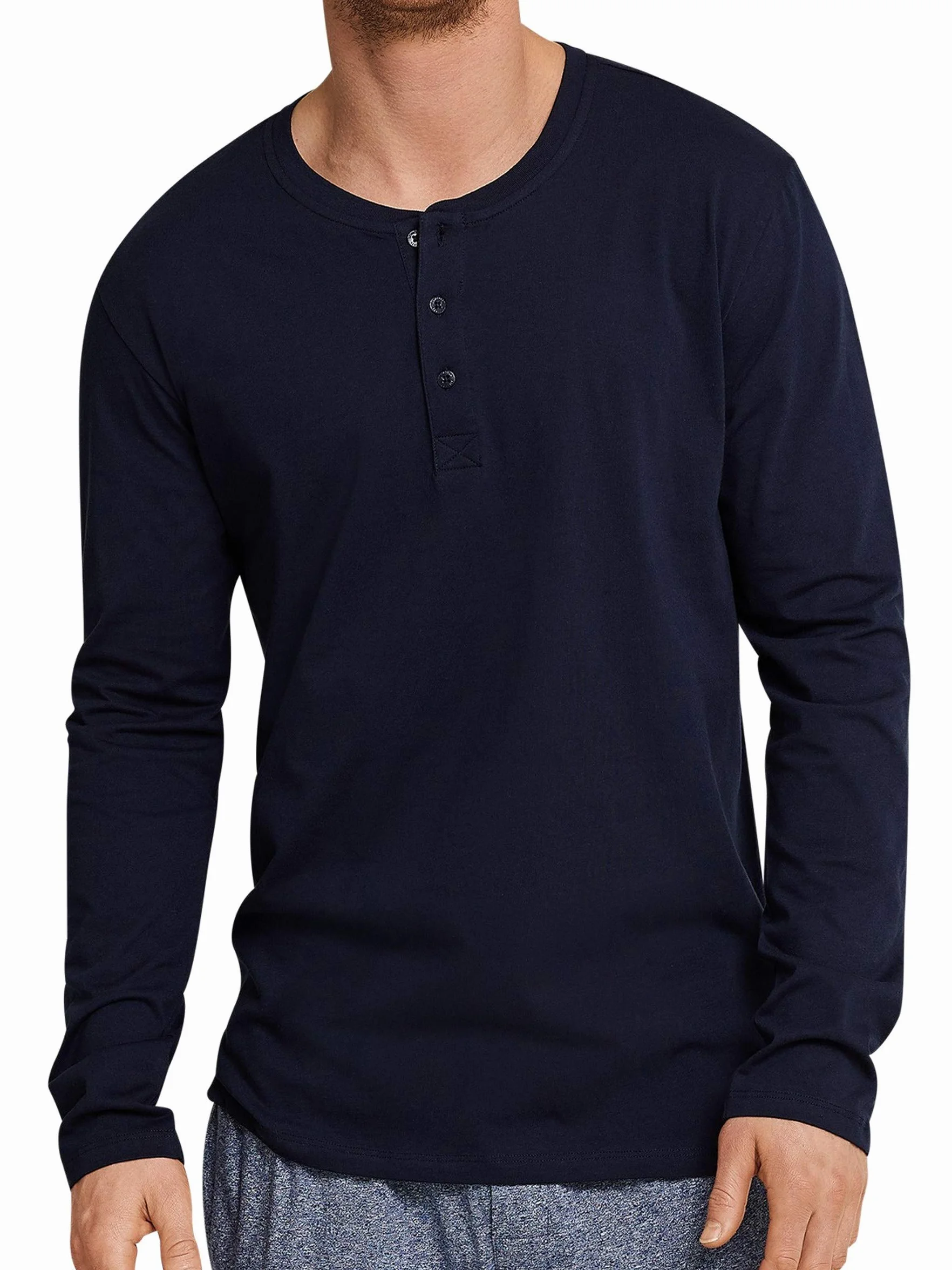 Schiesser Górna część piżamy Mężczyźni Mix & Relax Langarmshirt Knopfleiste