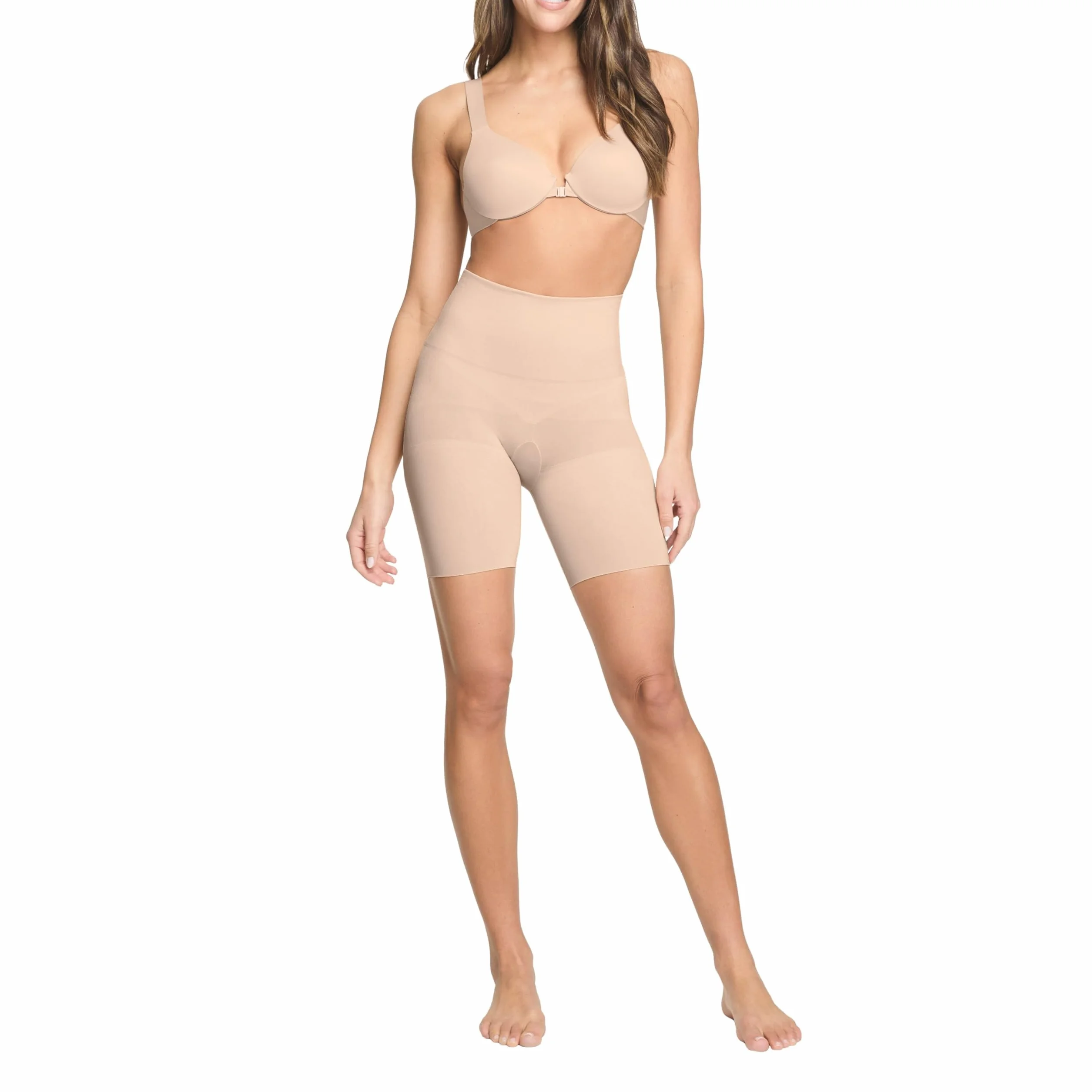 ASSETS by SPANX krótkie bezszwowe szorty modelujące do połowy uda - bardzo mocna kompresja - kontrola uda i brzucha - wygodne i oddychające