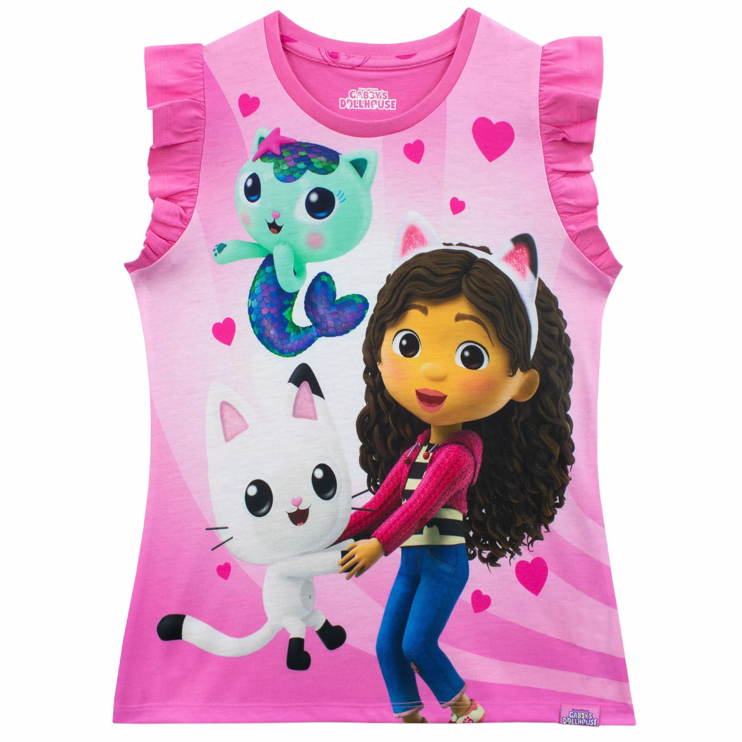DreamWorks Girls Gabby's Dollhouse Pyjamas Short Frill Sleeve Pyjama Set For Kids
