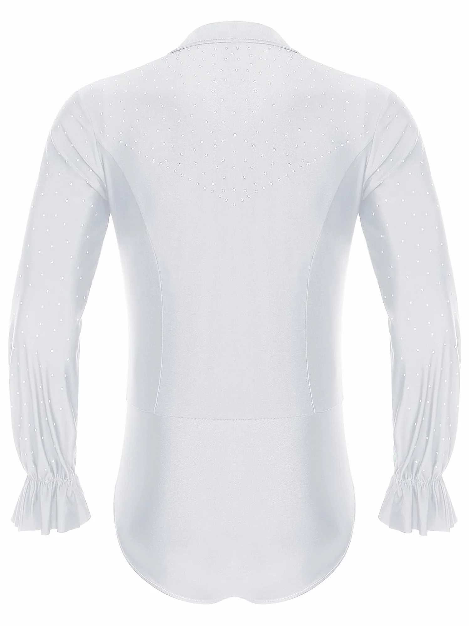 Oyolan Męskie trykoty gimnastyczne z długim rękawem Rhinestone Body Gym Leotard Taniec Łyżwiarstwo Trening