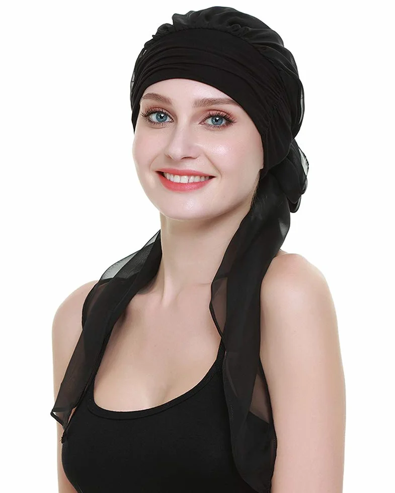 FocusCare chemo turban nakrycie głowy dla kobiet po chemioterapii chorych na raka, czarny (pure black), jeden rozmiar