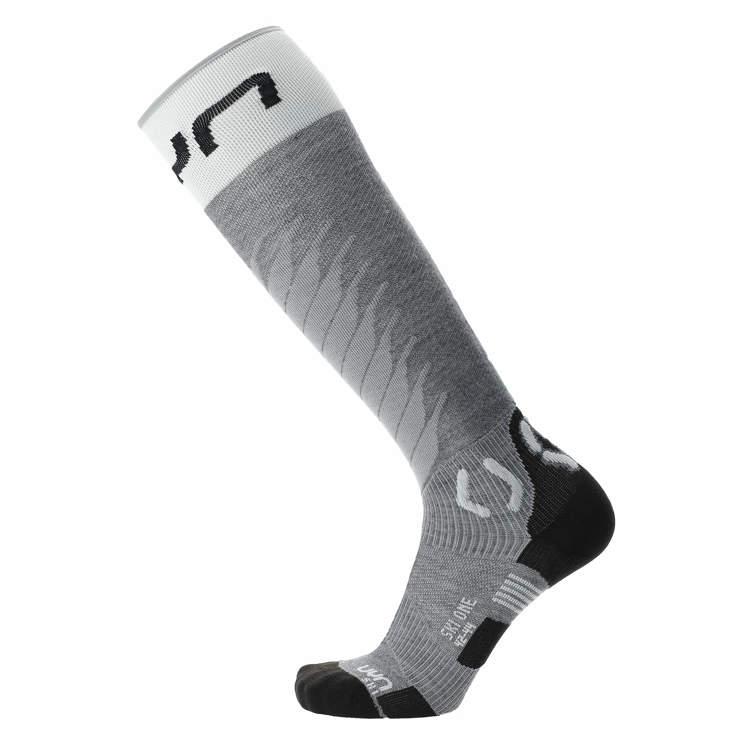 UYN W Ski One Merino Socks szare - Merino wygodne, ciepłe damskie skarpety narciarskie, rozmiar 37-38 - kolor szary melanż - biały