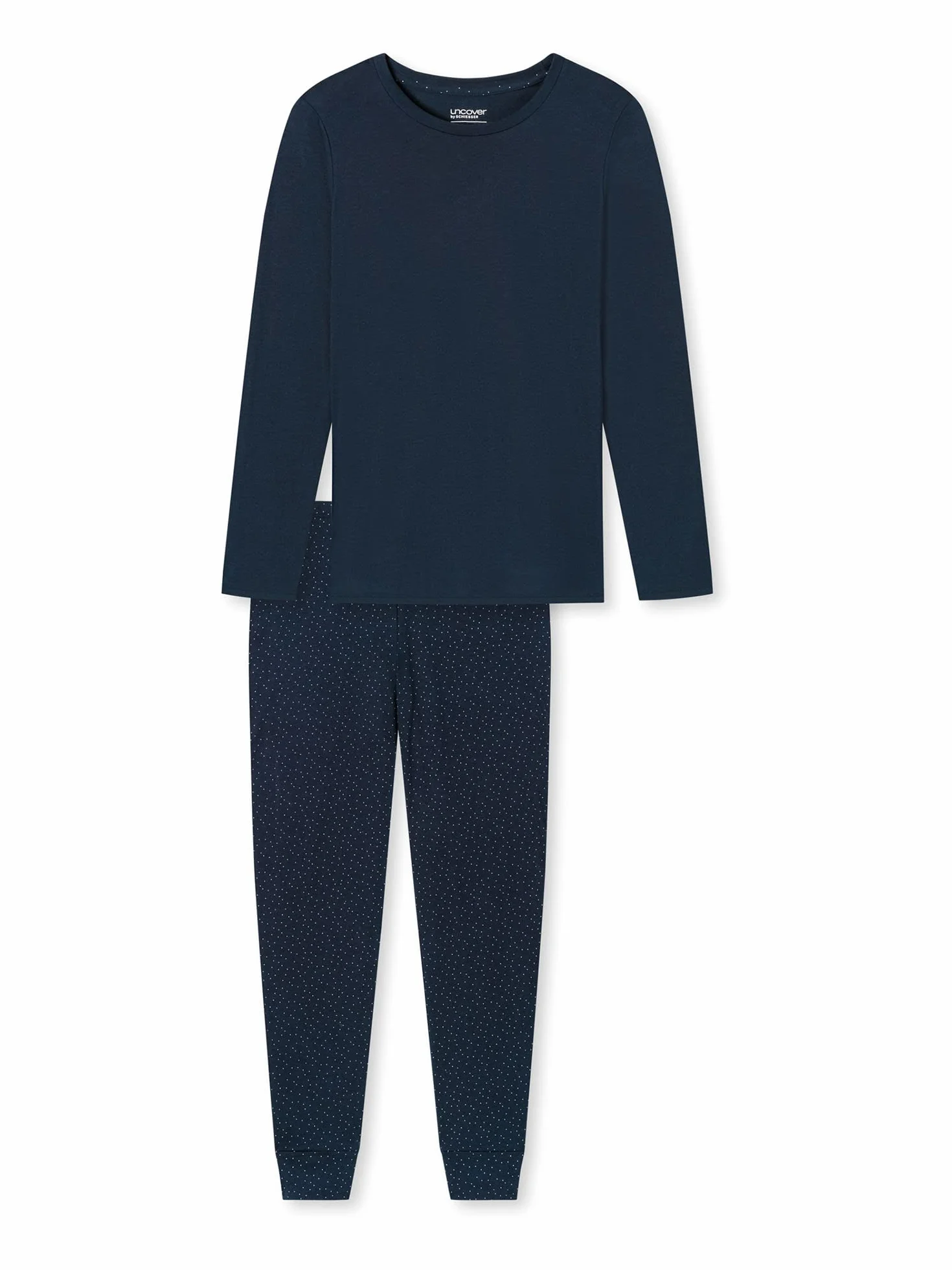 Uncover by Schiesser Damen Schlafanzug Set Shirt langarm mit langer Schlafhose - Nachtwäsche