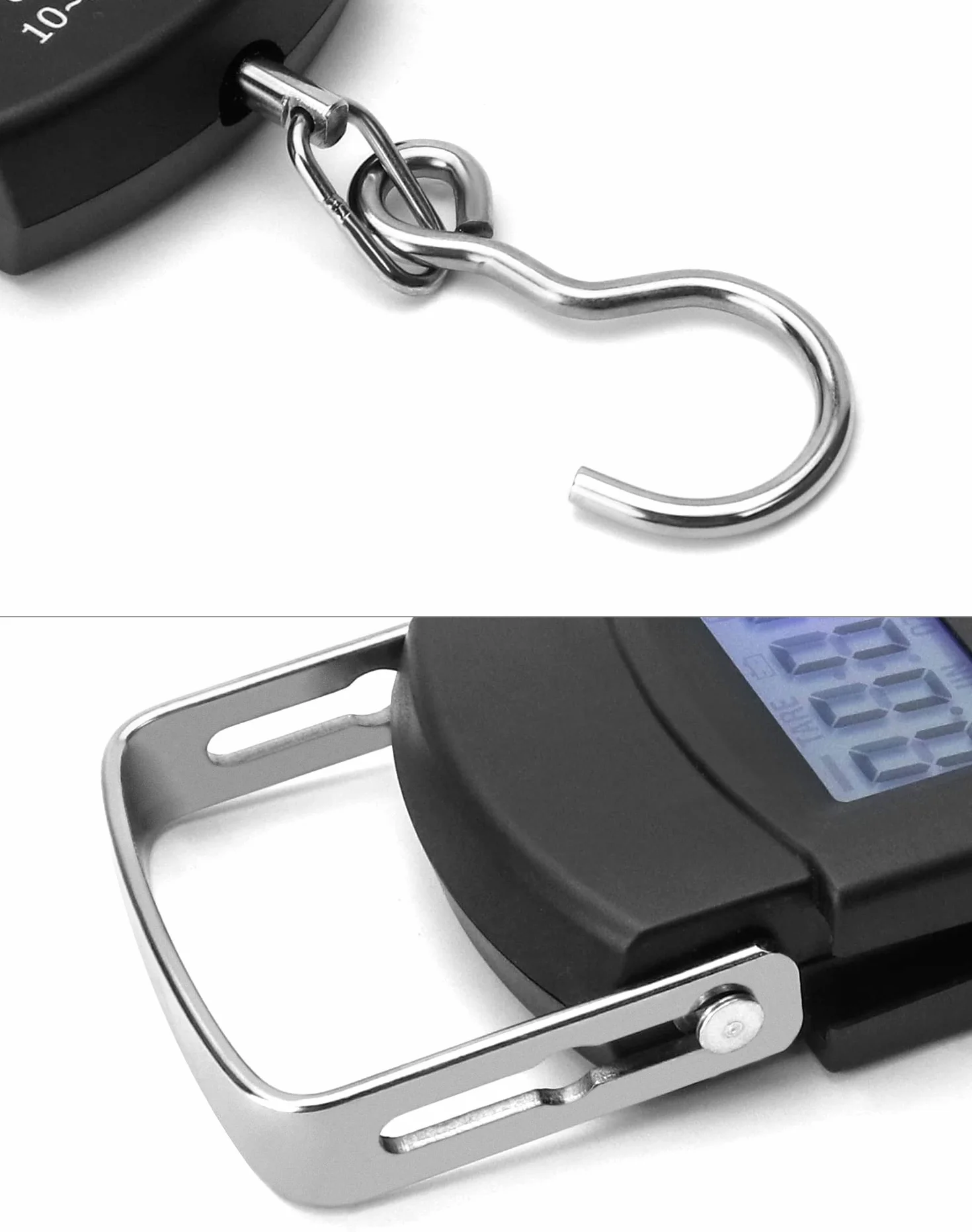 QWORK® Przenośna waga bagażowa 50 kg, cyfrowa waga bagażowa, waga bagażowa, idealna do pomiaru ryb, bagażu, baterii nie wchodzi w skład zestawu