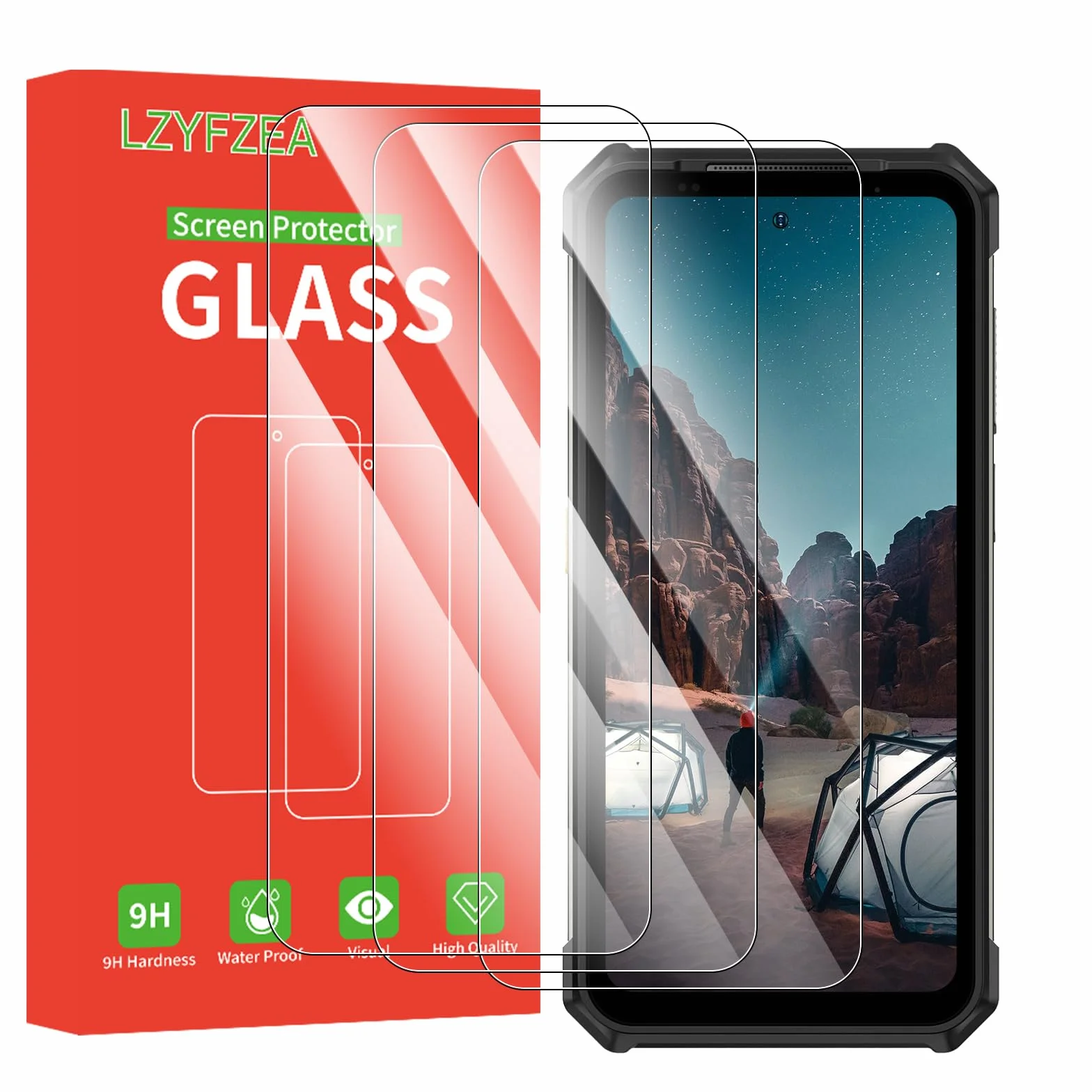 3-pak szkła pancernego do Ulefone Armor 24, bez zarysowań, twardość 9H, ultratrwałe, bez pęcherzyków powietrza, folia ochronna na wyświetlacz HD, odporne na uderzenia