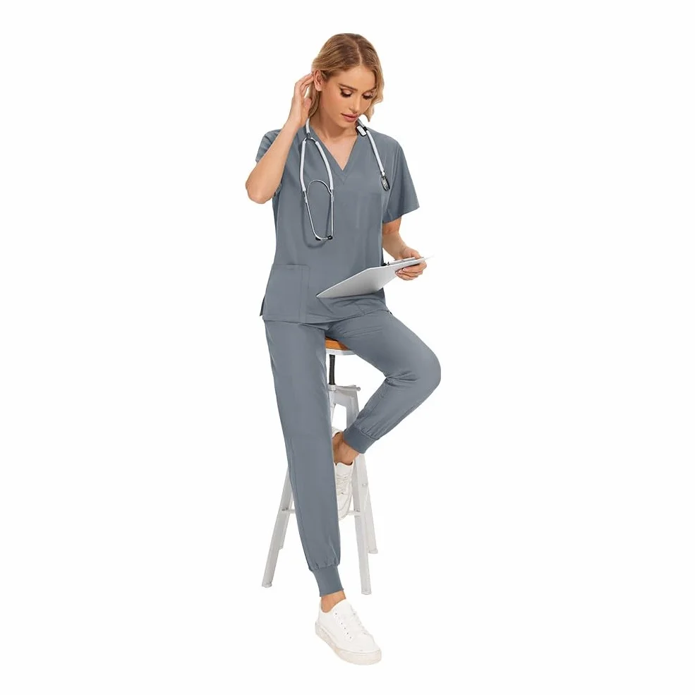 Mundury unisex zestaw medyczny mundur dekolt w serek peeling top i spodnie do joggingu