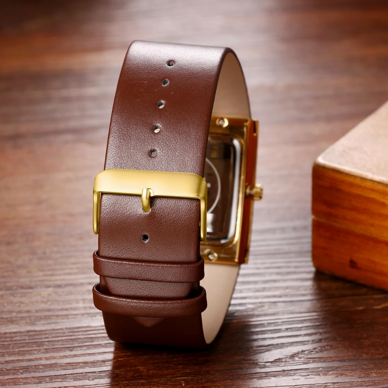 JewelryWe Męski zegarek kwadratowy ze skórzanym paskiem: 5 sztuk, 30 m, wodoszczelny, analogowy, kwarcowy, minimalistyczny, biznesowy, casualowy, zegarek z prawdziwej skóry i kwadratowym cyferblatem