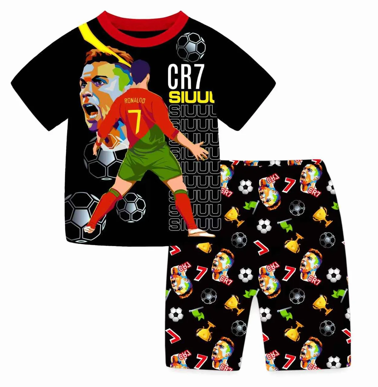 Piżama chłopięca Ronaldo nr 7 dla fanów bawełny Homewear zestaw piżamy z długim rękawem, do noszenia na co dzień, bielizna nocna, zestaw piżamowy