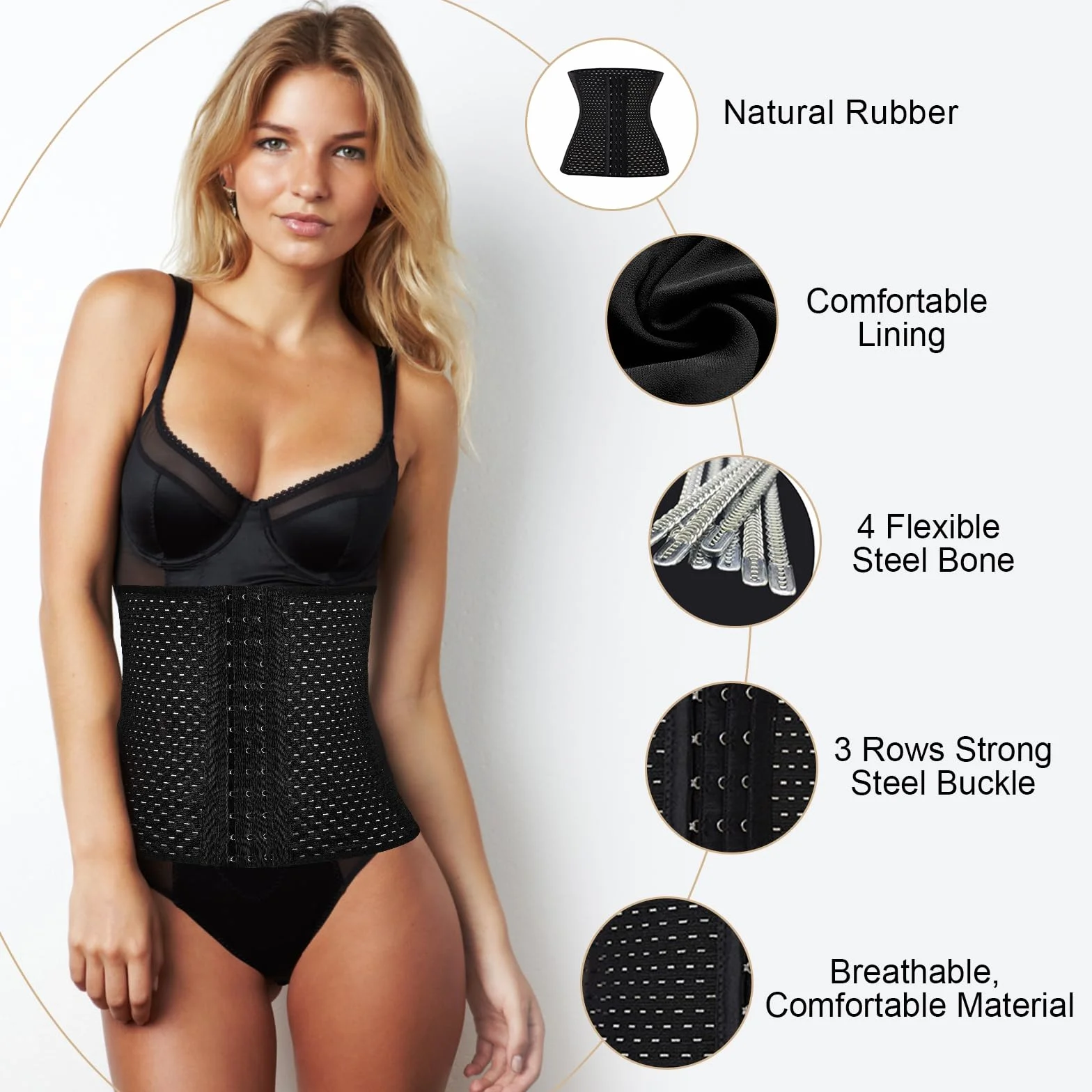 Flintronic Gorset Damski Wyszczuplający Brzuch, Modelujący Talię, Pod Biustem Cincher Shaper, Do Treningu Talii, 2 M, M