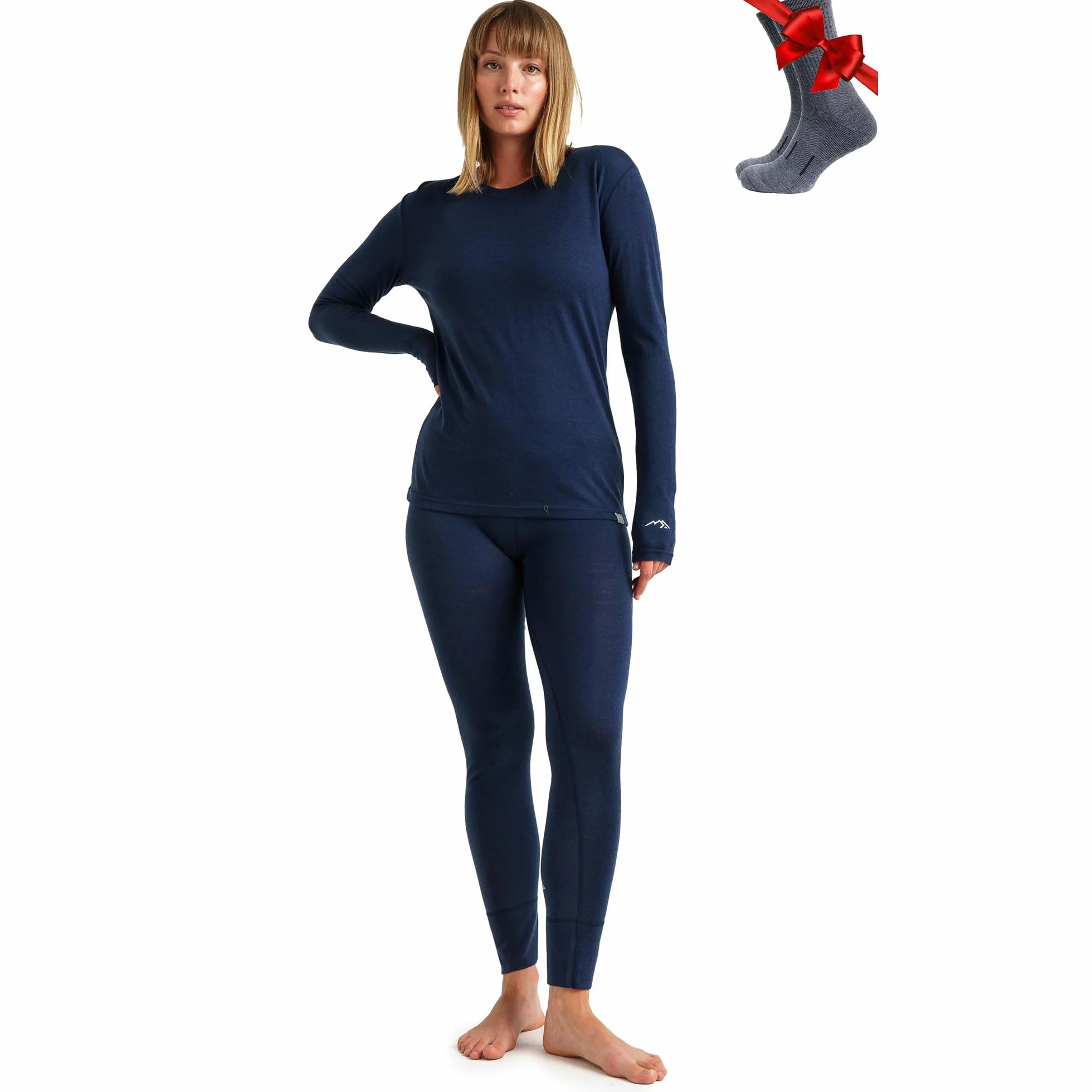 Legginsy damskie z wełny merynosów, 100% bielizna termiczna z merynosów, spodnie dla kobiet, lekkie, średniej wagi, ciężkie + wełniane skarpety