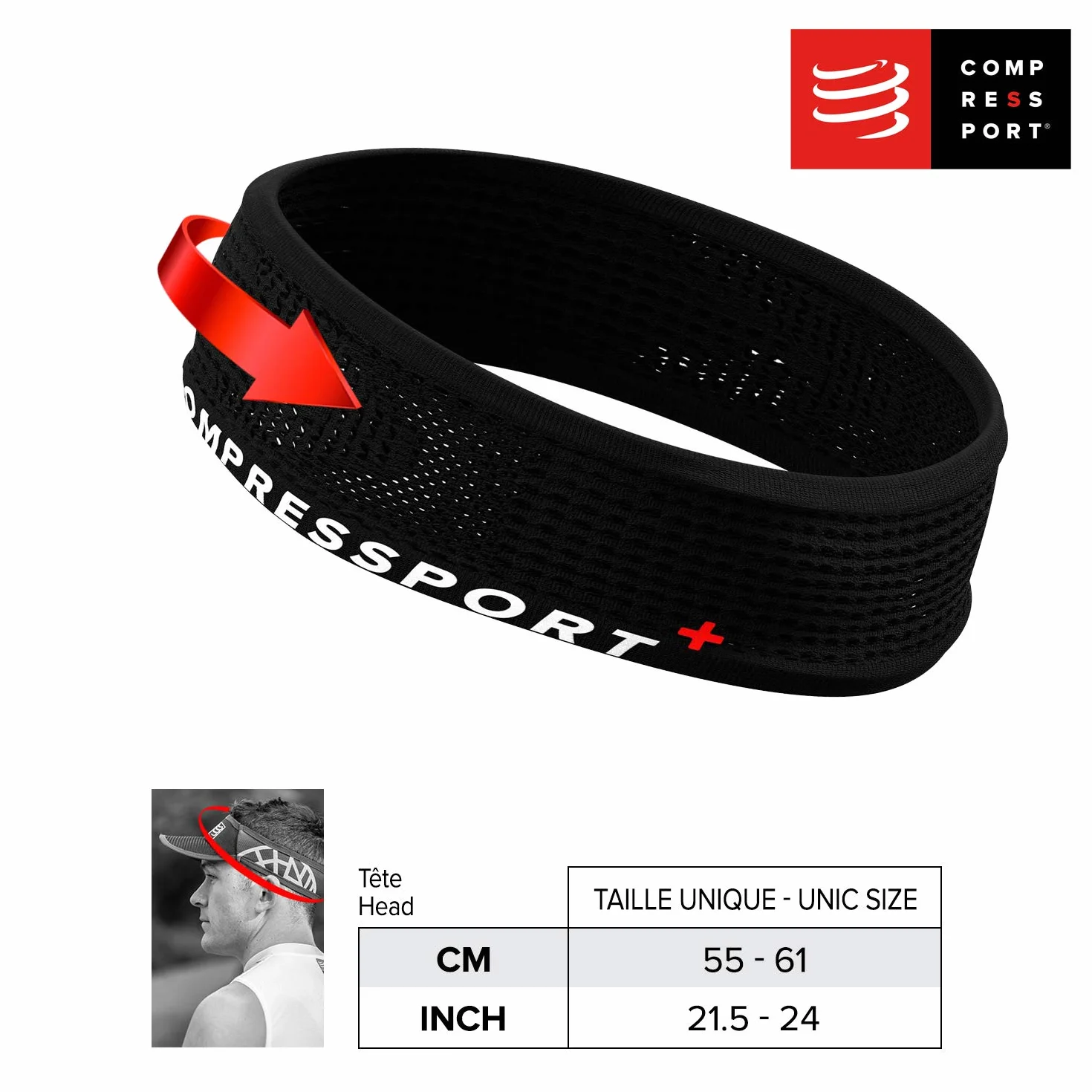 Compressport - Opaska do biegania - Cienka opaska na głowę wł./wył. - Cienka opaska przeciwpotowa - Bardzo miękkie włókna szybkoschnące Multisport