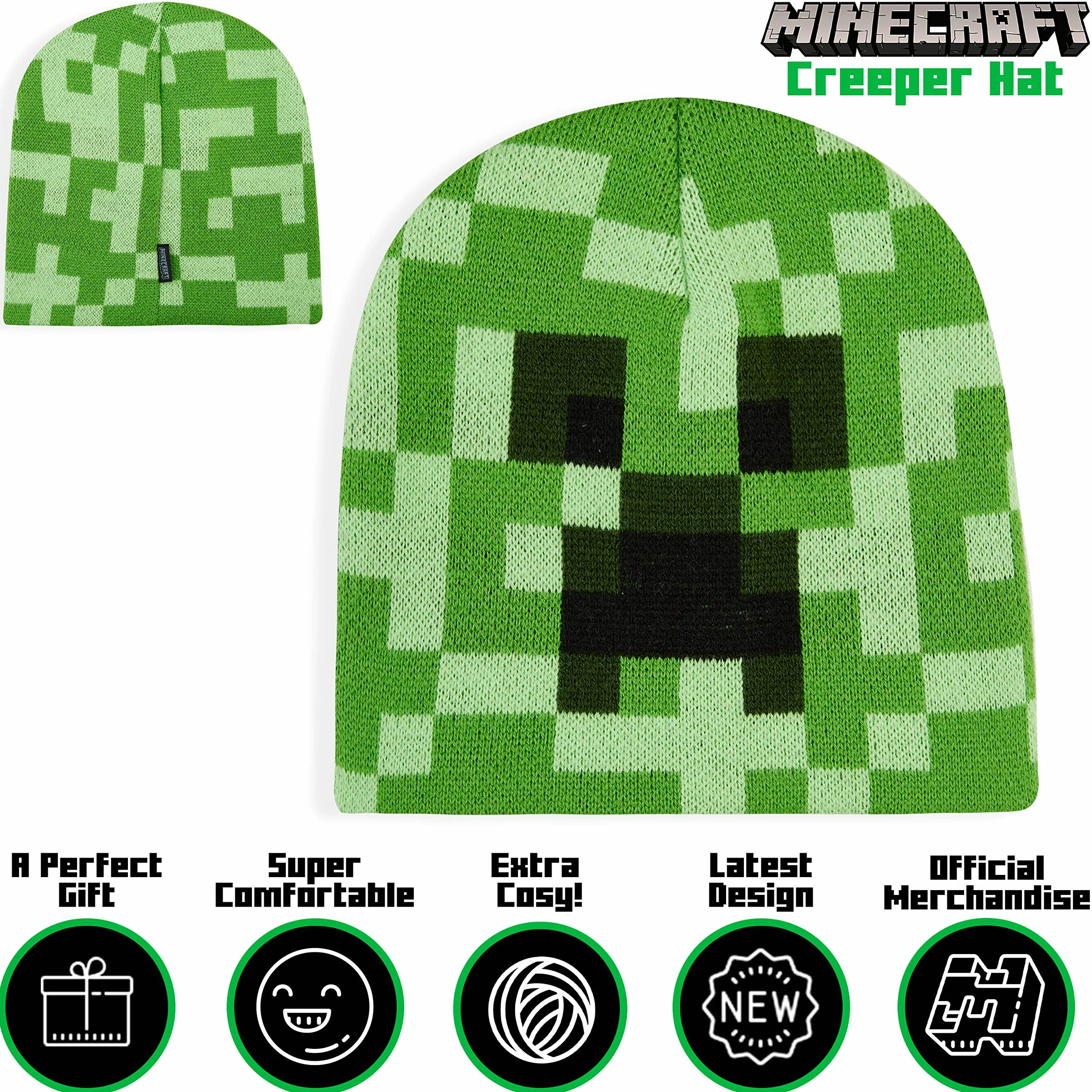 Minecraft Chłopcy Czapka czapki i rękawiczki ustawione dla chłopców i dziewcząt, Jeden Rozmiar Czapka S/M