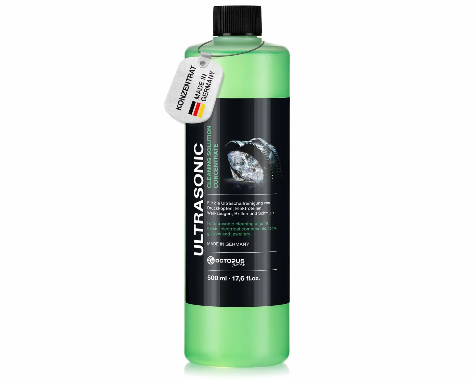 OCTOPUS wydajny myjka ultradźwiękowa, koncentrat do stosowania w myjce ultradźwiękowej, myjce do okularów, mechanice i technologii druku (500 ml)