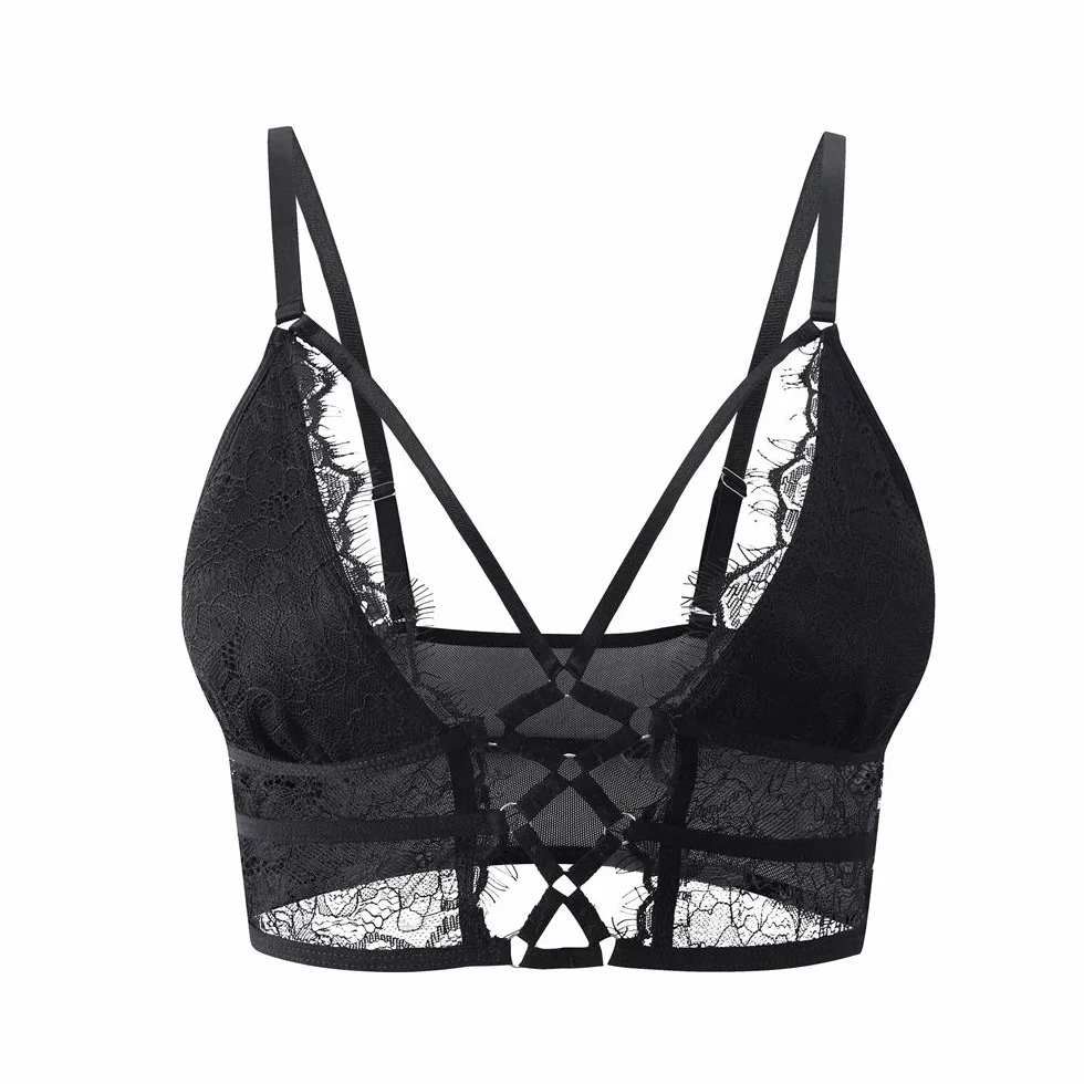 Buitifo Damski biustonosz Cami Criss Cross Rzęsy Crop Top Biustonosz Seksowna Kamizelka Bralette Busiter Bielizna