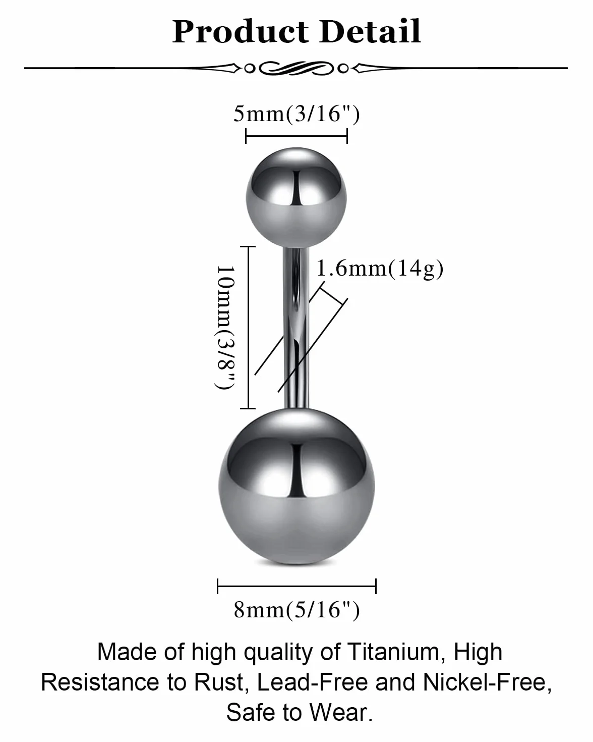 AceFun 14 g tytanowe pierścienie do pępka 10 mm cyrkonia diament 1,6 mm tytanowe pierścienie do pępka piercing pępka kolczyk kolczyk do pępka biżuteria, Metal
