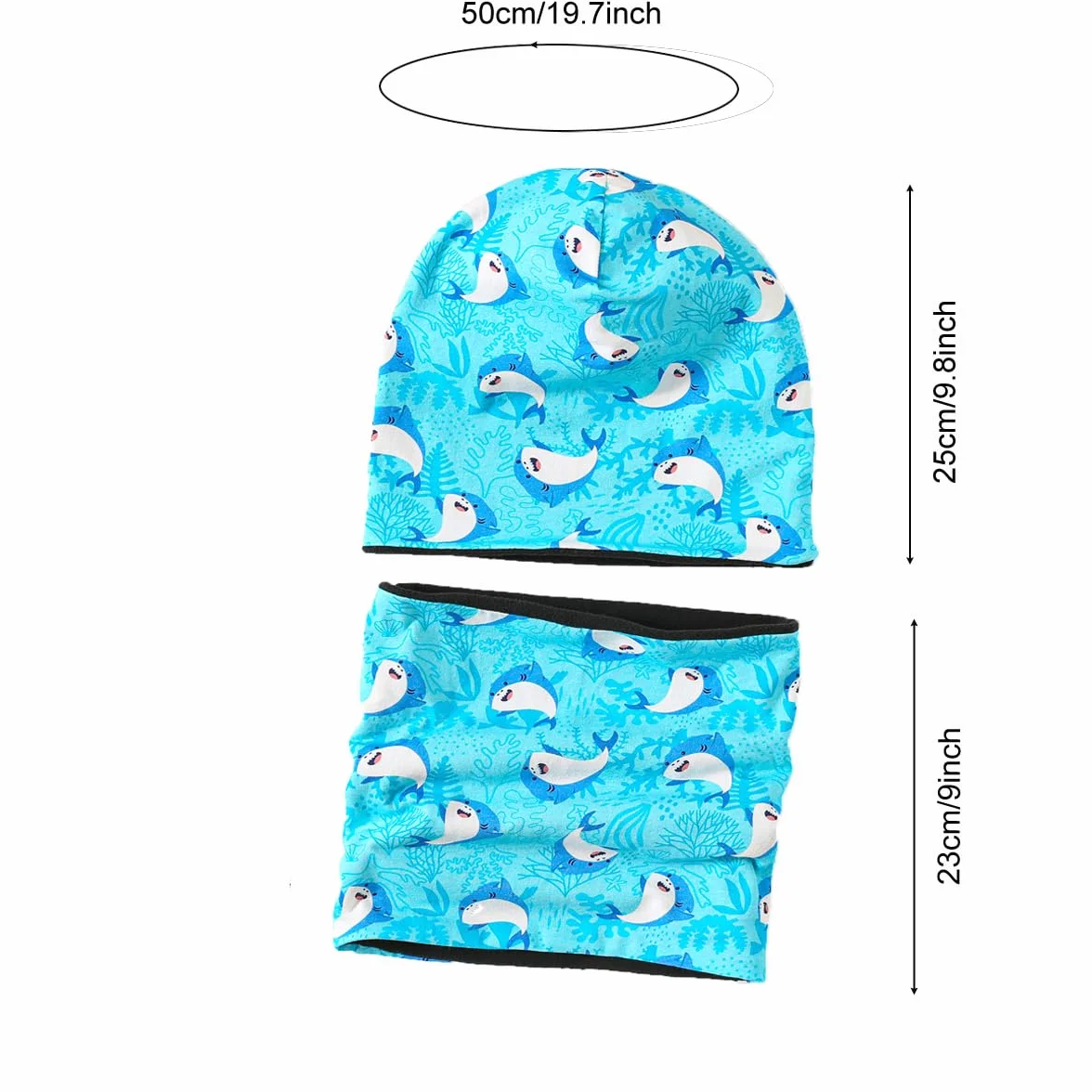 MAKFORT Dziecięca czapka beanie, szalik, szal kominowy, zestaw z bawełny, szal dla chłopców i dziewczynek, na jesień, wiosnę, zimę