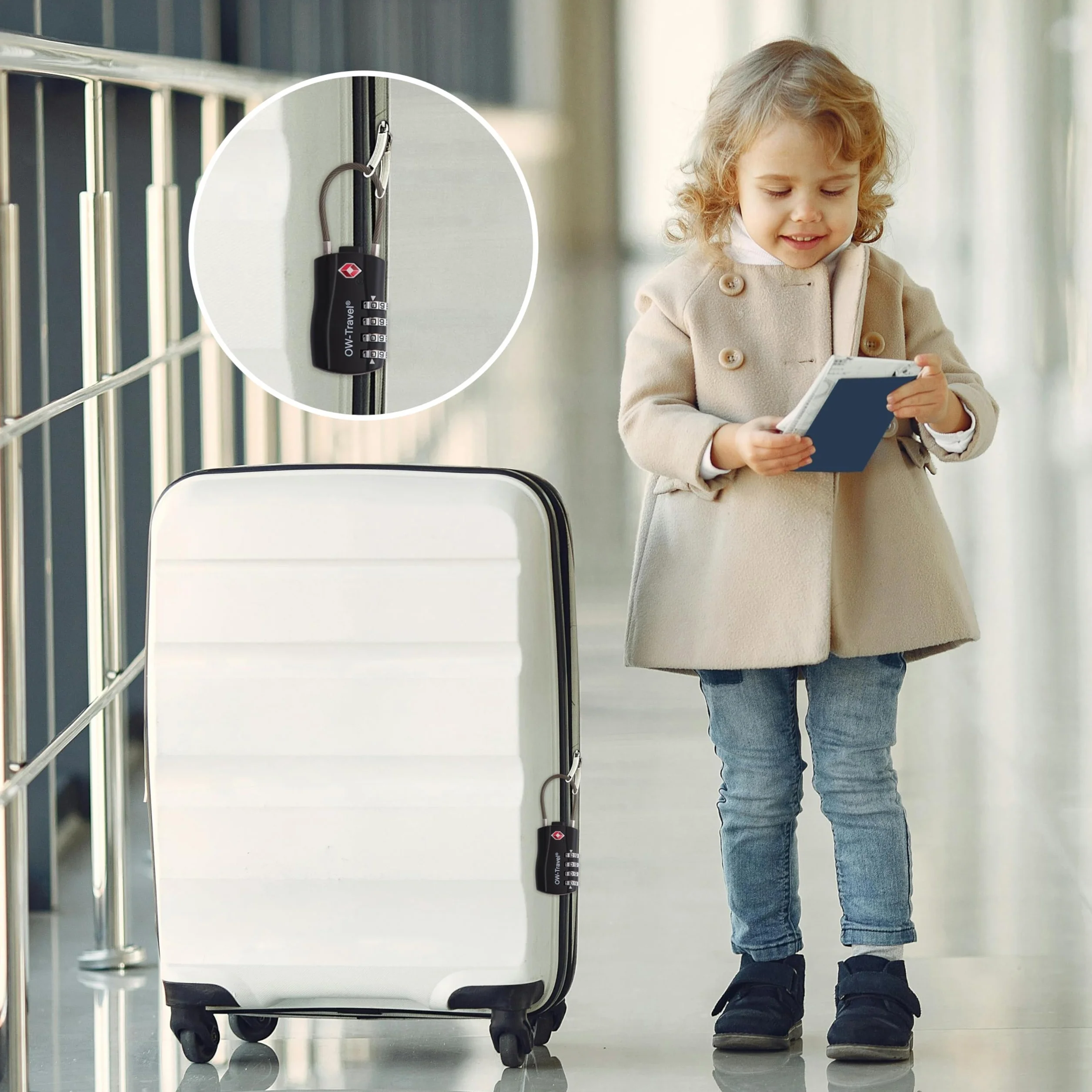 OW-Travel TSA Kłódka z Linką i Zamkiem Szyfrowym (Zestaw 4 Czarnych) 4 Cyfrowe Kłódki Walizkowe. Kłódka na szyfr na Plecak, Walizkę, Bagaż, Kłódki Szyfrowe Bagażowe, Szafek na Siłownię