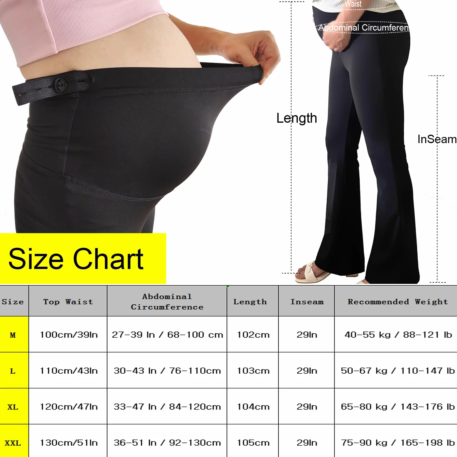 Damskie legginsy ciążowe, spodnie do jogi, rozciągliwe spodnie bootcut nad brzuchem, spodnie ciążowe do pracy, wypoczynku, spodnie sportowe