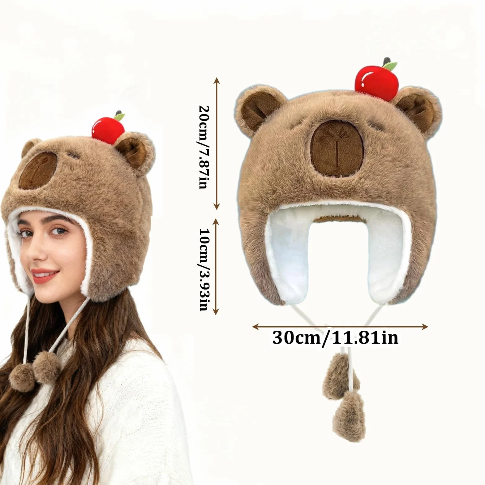 Rosyjska czapka, czapka zimowa typu chapka dla kobiet, Ushanka Pluszowa czapka Capybara, czapka ukryta w uszach, urocza czapka trapera, zimowa czapka z ochraniaczami na uszy na zimną pogodę