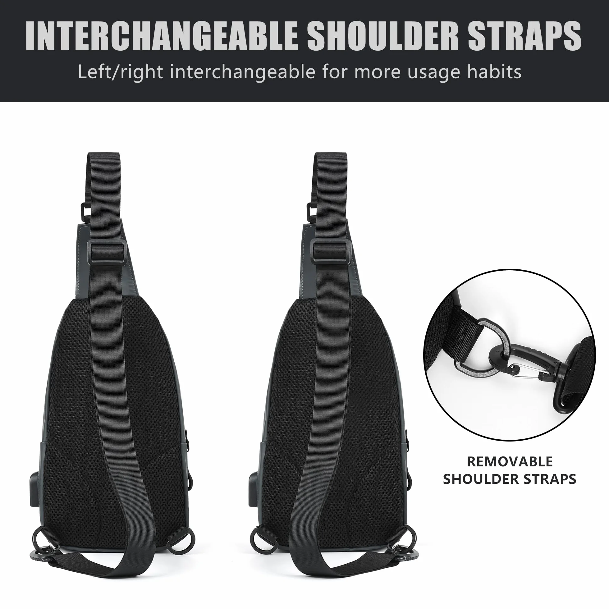 Torba na ramię męska, mała, lekka i wodoszczelna torba Sling Bag dla mężczyzn, torba na klatkę piersiową / torba crossbody na podróż, festiwal, na co dzień, na wędrówki i jazdę na rowerze