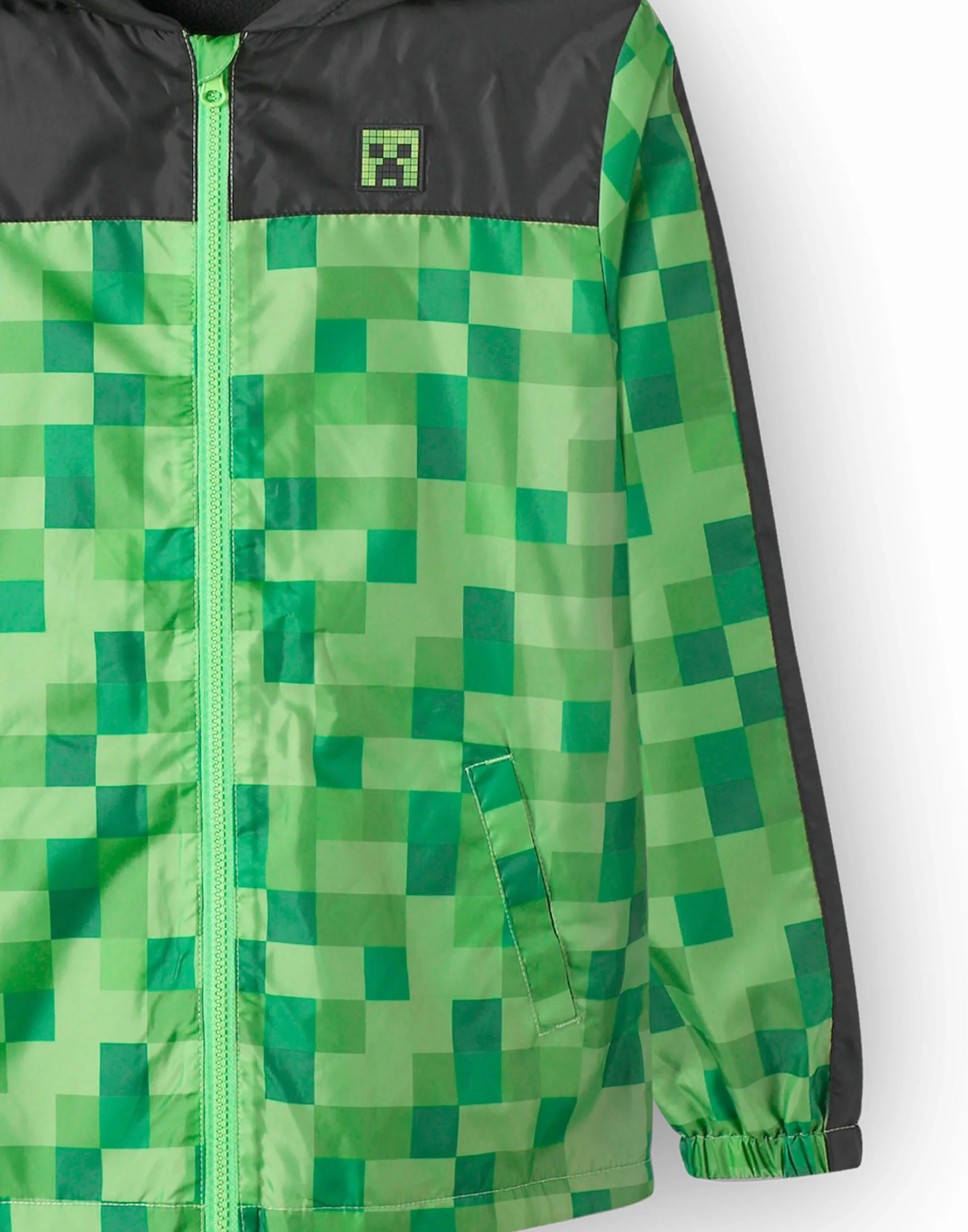 Minecraft Boys kurtka wodoodporna bluza z kapturem Creeper Fleece obszyty płaszcz przeciwdeszczowy