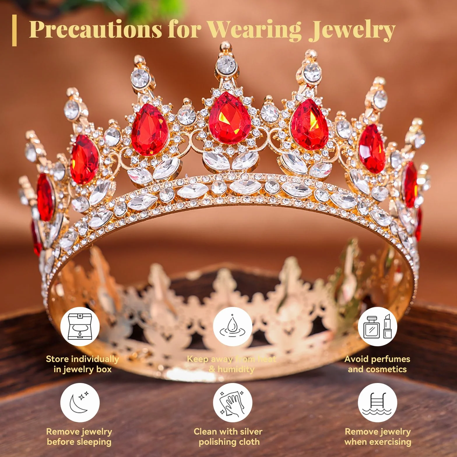 Złota korona dla kobiet, kolczyki z kryształkami, vintage barokowa tiara koronowa, imitacja błyszczącej kryształowej tiary dla dziewcząt i kobiet ślub przyjęcie urodzinowe