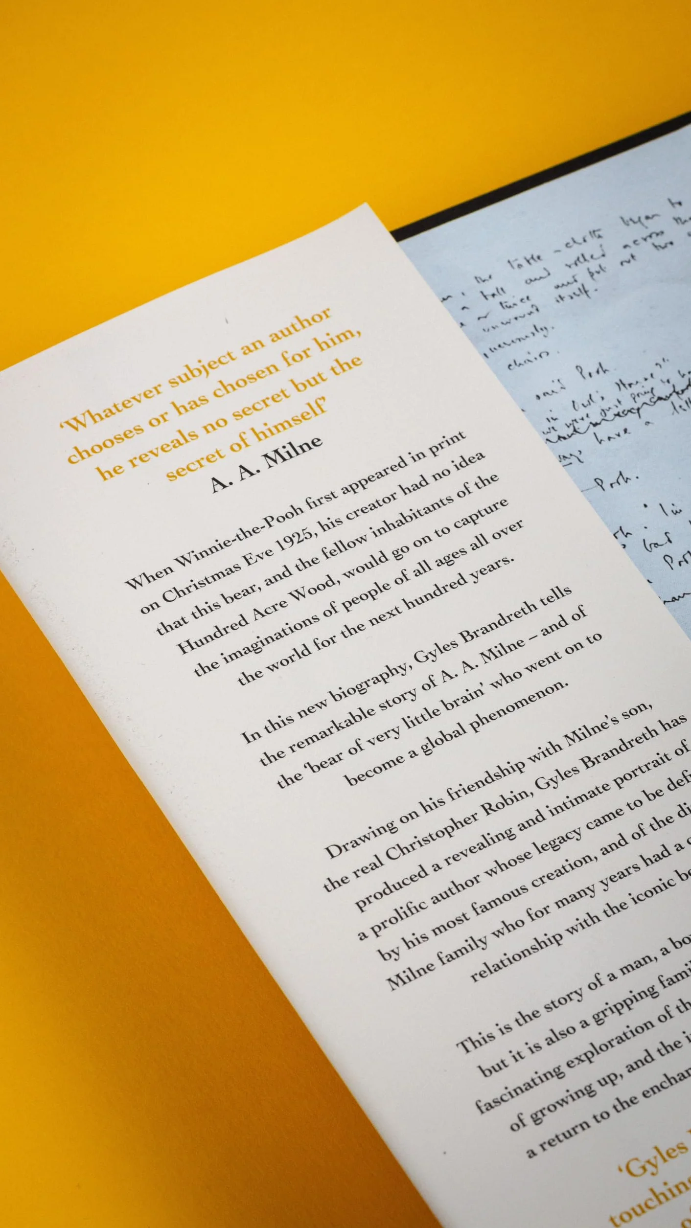 Somewhere, a Boy and a Bear: The Remarkable Life of A.A. Milne and the Legacy of Winnie the Pooh