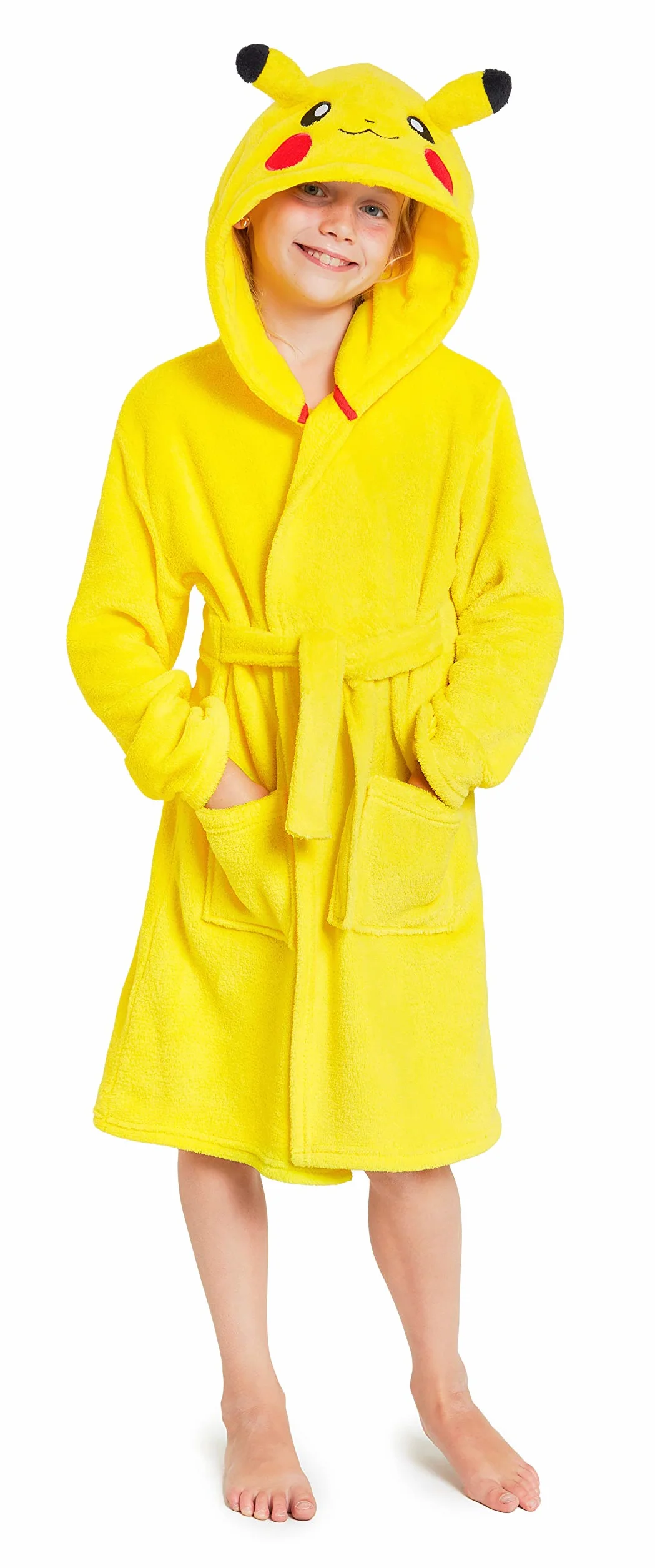 Pokemon szlafrok z kapturem, Pikachu 3D, miękki polarowy szlafrok dla dzieci, zabawne ubrania dla dzieci, dla chłopców lub dziewcząt, pomysł na prezent dla dzieci i nastolatków w wieku 4–14 lat