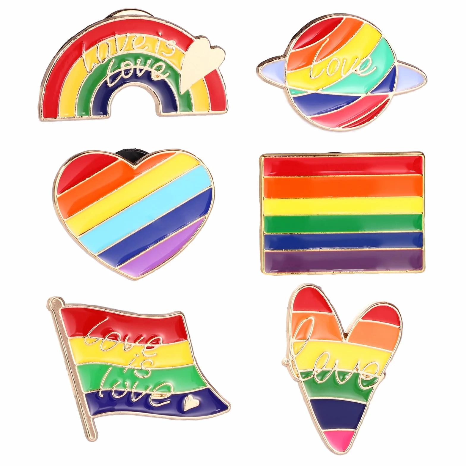 Mikovivi 6szt Przypinki LGBT Pride, Tęczowa Flaga Przypinka Progress Pride Lapel Broszka Progressive Miłość to Miłość Przypinki Lesbijki Transseksualne Biseksualne Geje Dekoracje na Ubrania Torby