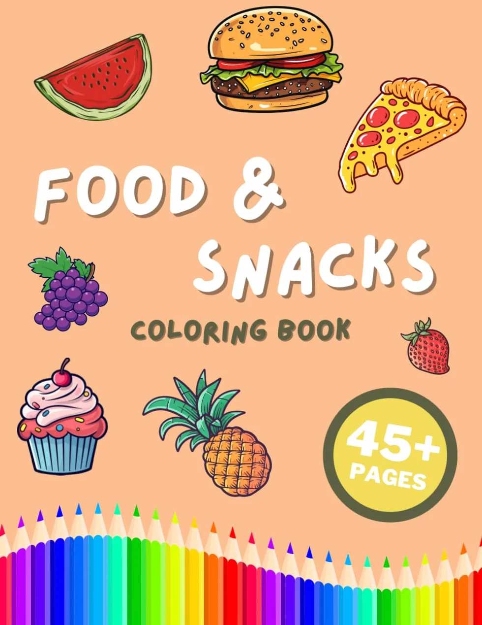 Food & Snacks Coloring Book: Bold & Easy Designs for Kids and Adults (Fun & Simple Illustrations)