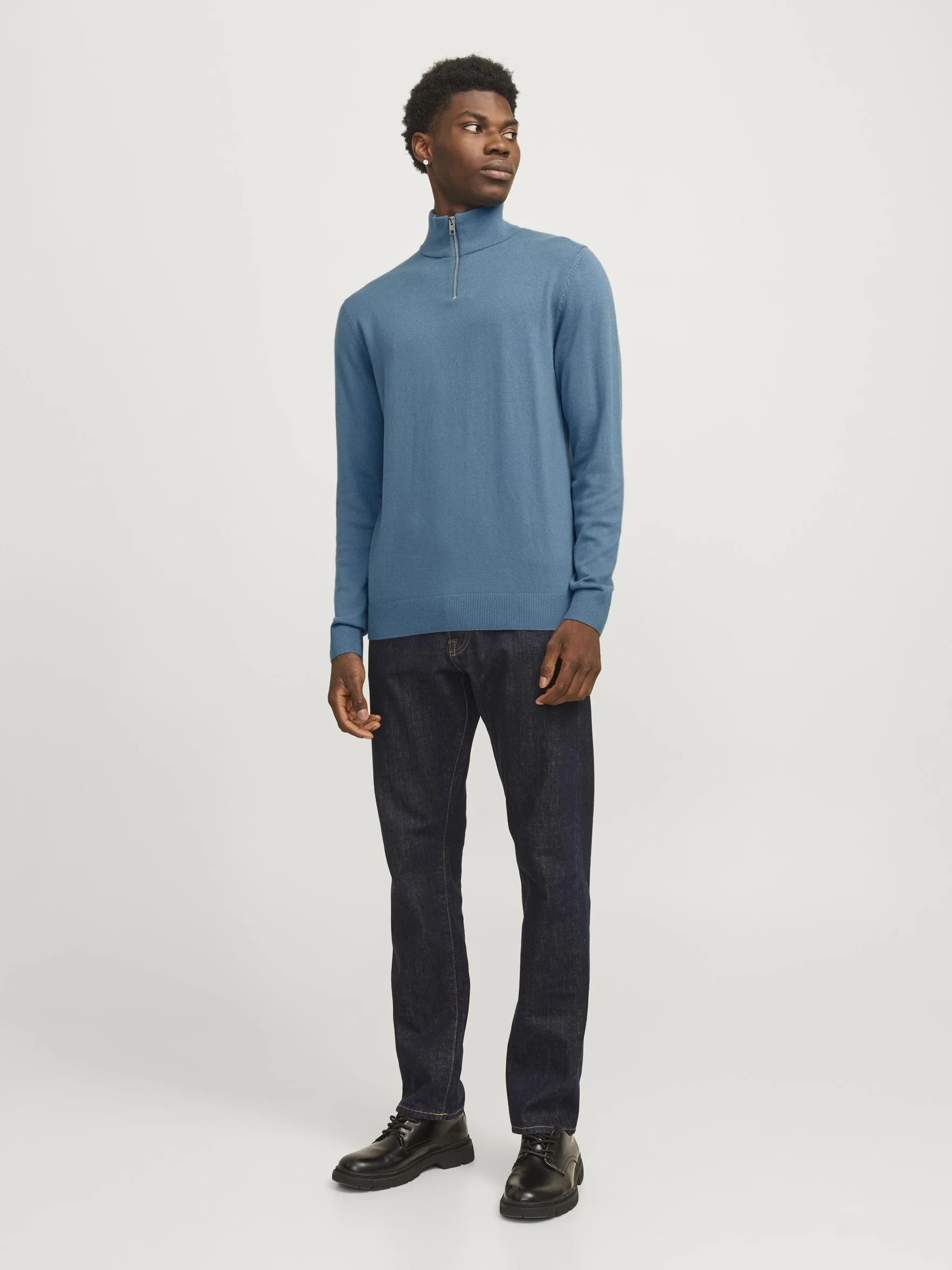 Jack & Jones JJEEMIL Knit Half Zip Noos, Oceanview, S