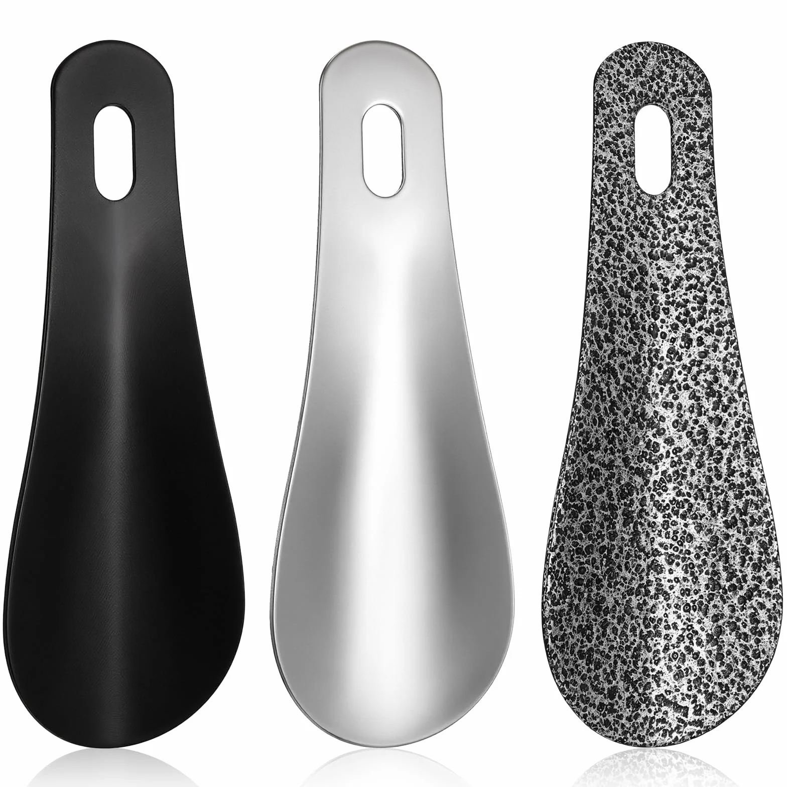 SHENLIU 3 sztuki małych przyborów do butów, 10 cm, mini metalowa ściągaczka do butów, krótka podróżna ściągaczka do butów z uchwytem ściennym, stal nierdzewna, pomoc w zakładaniu dla mężczyzn, kobiet