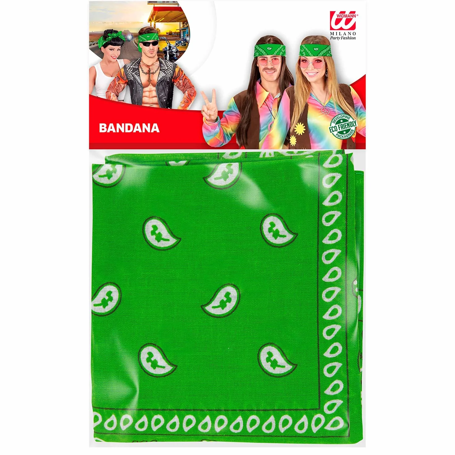 W WIDMANN MILANO Party Fashion - Bandana, 55 x 55 cm, szalik, chusta, impreza tematyczna, karnawał, akcesoria kostiumowe, akcesoria