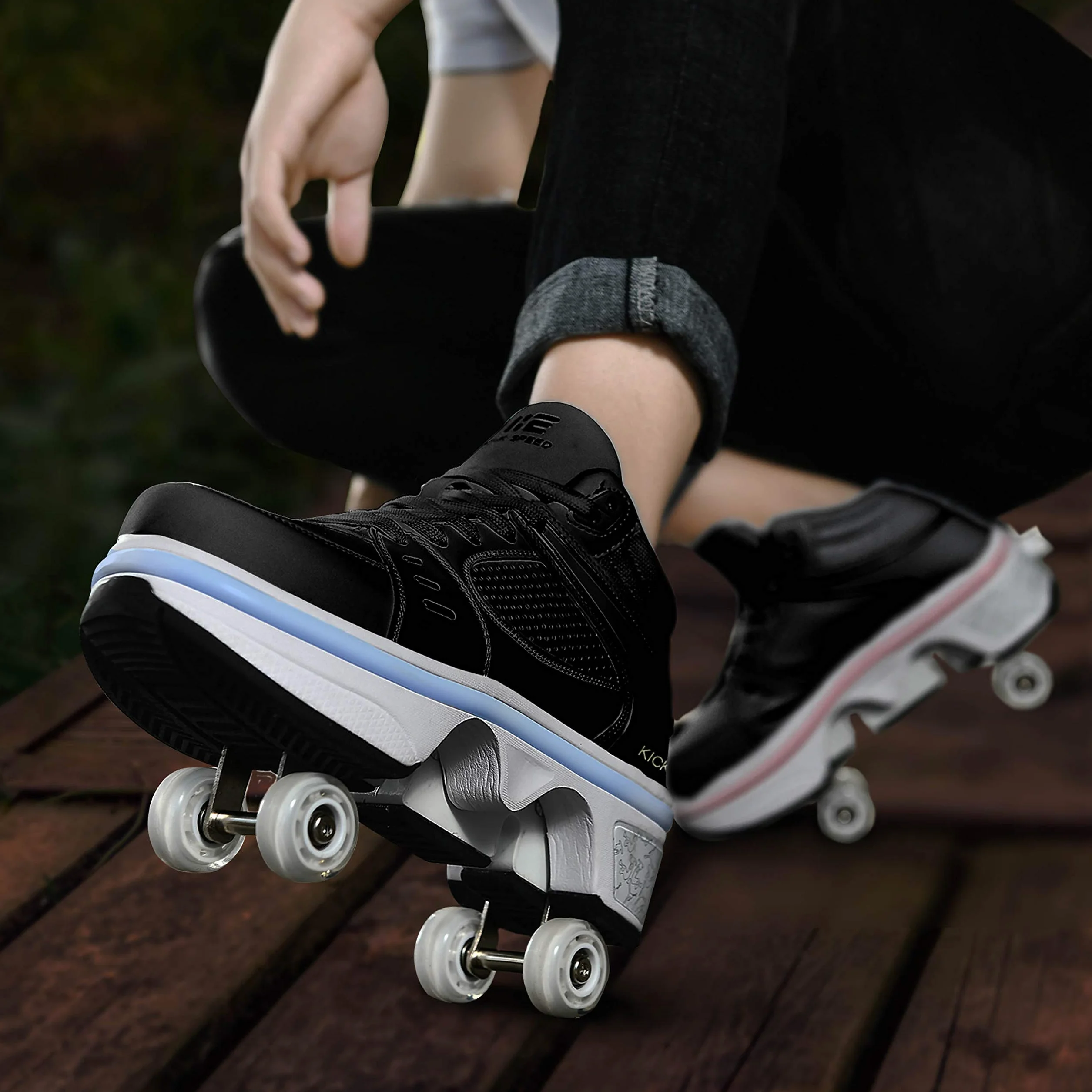 Buty z kółkami, wrotki, buty do jazdy jak na rolkach, buto-rolki, regulowane, damskie buty z kółkami