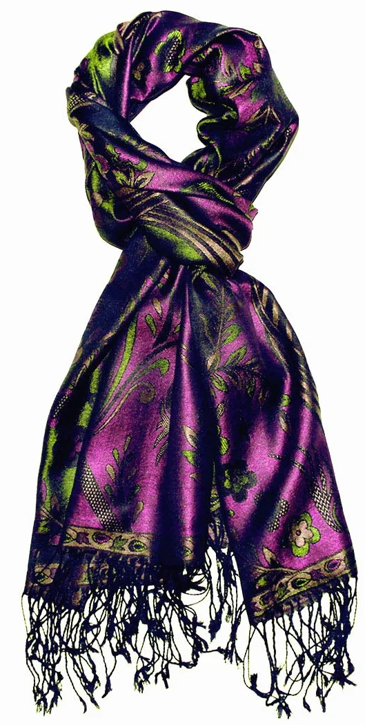 Lorenzo Cana Pashmina szal damski, żakardowy, tkany, 100% jedwab, 70 cm x 190 cm, wzór Paisley, jedwabny szal jedwabny, pashmina, harmonijne kolory 7808688