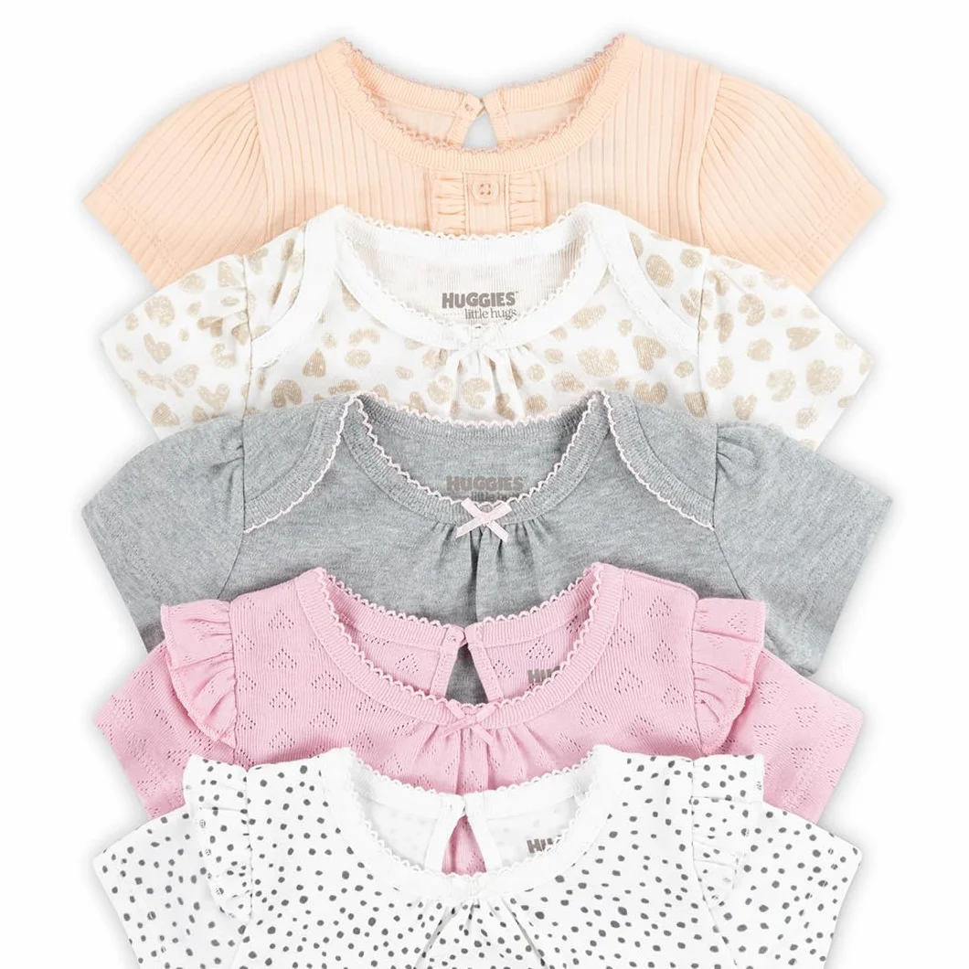 Huggies Little Hugs Zestaw bielizny dla dziewczynek (5 sztuk), różowy/szary/beżowy, 12 miesięcy