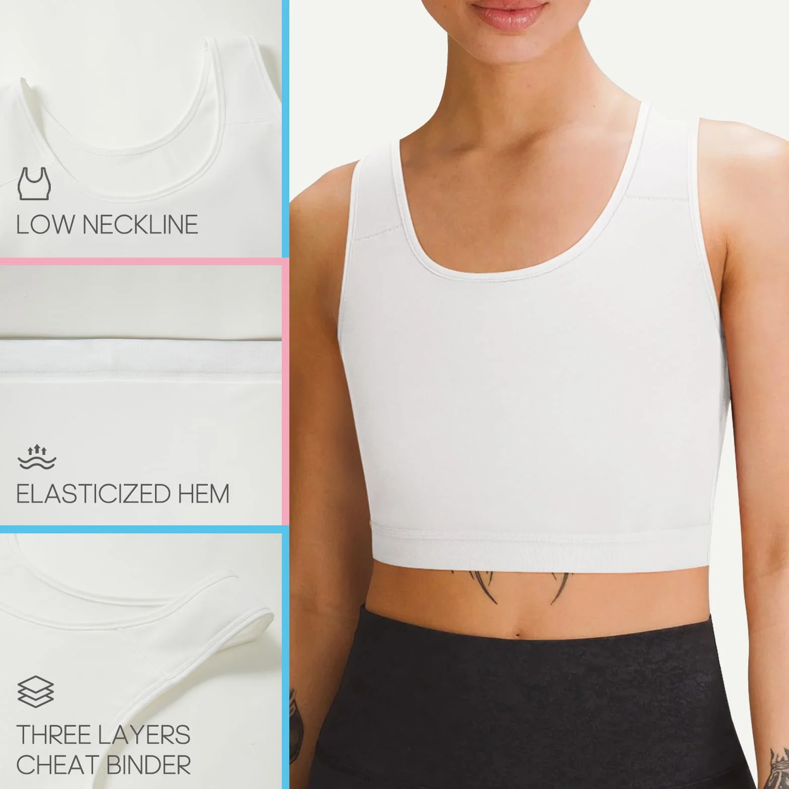 Transgender Chest Binder FTM Binder Trans półpiersiowy biustonosz kompresyjny tank top