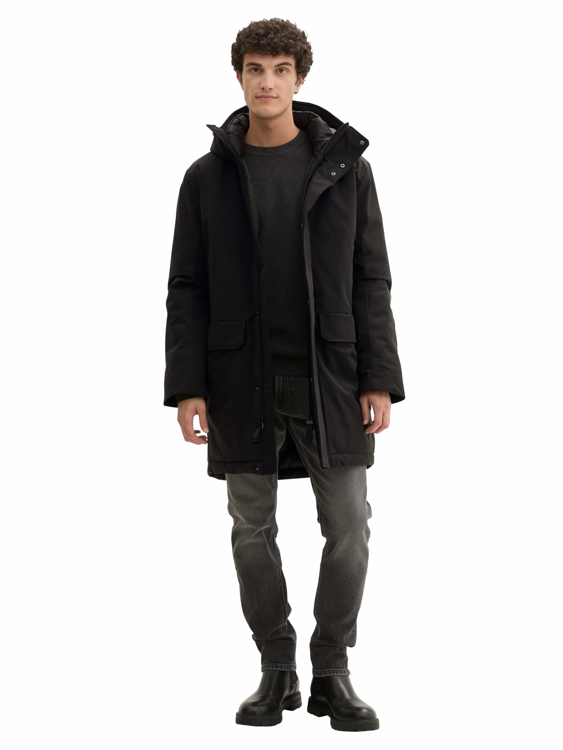 TOM TAILOR Denim Technical płaszcz zimowy z kapturem Mężczyźni 1041349