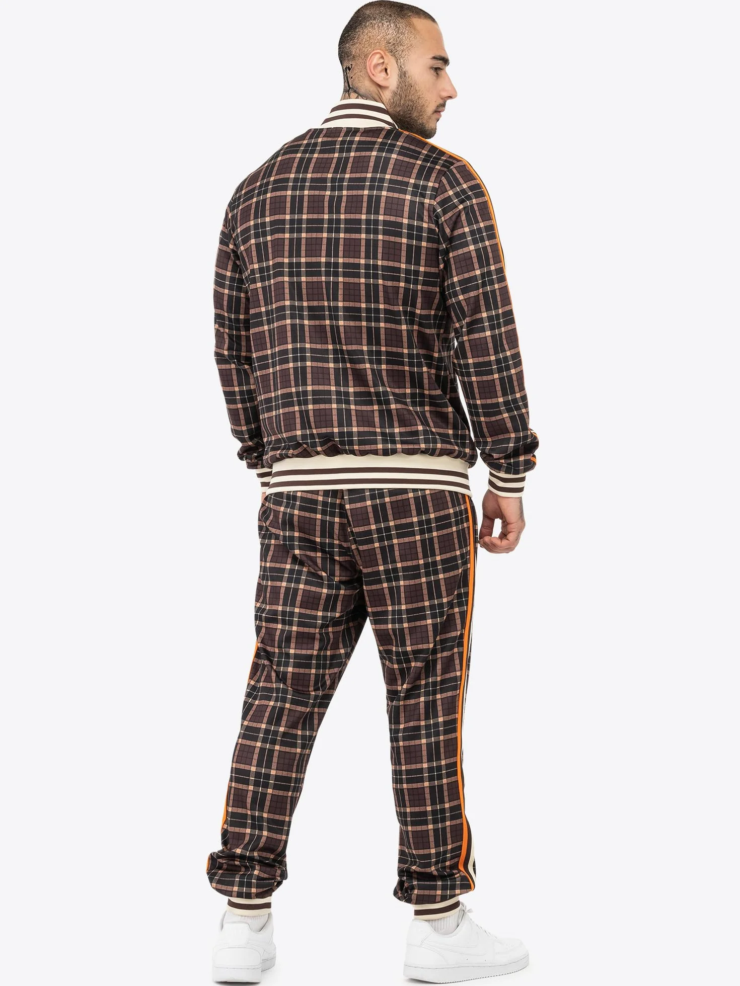 Lonsdale M?ski dres treningowy w?ski krój HEDLEY, br?zowy/ecru/pomara?czowy, XXL, 117638, br?zowy/ecru/pomara?czowy, XXL