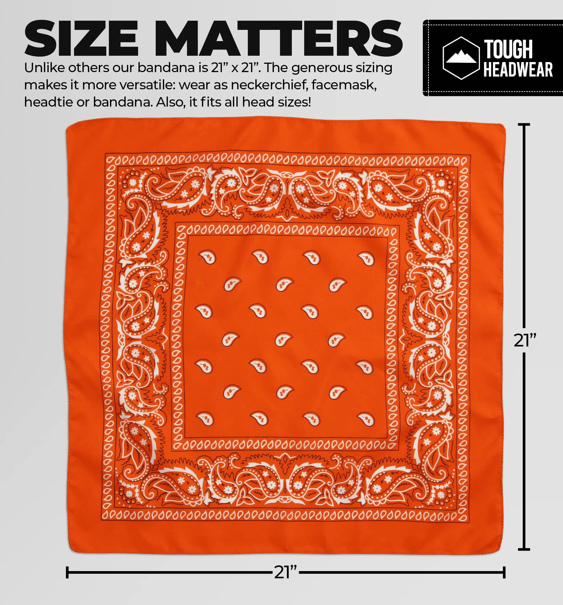 Tough Headwear Duża bandana opaska na głowę - chustka bandany dla mężczyzn i kobiet - Paisley Bandana Pack - szalik kowbojski