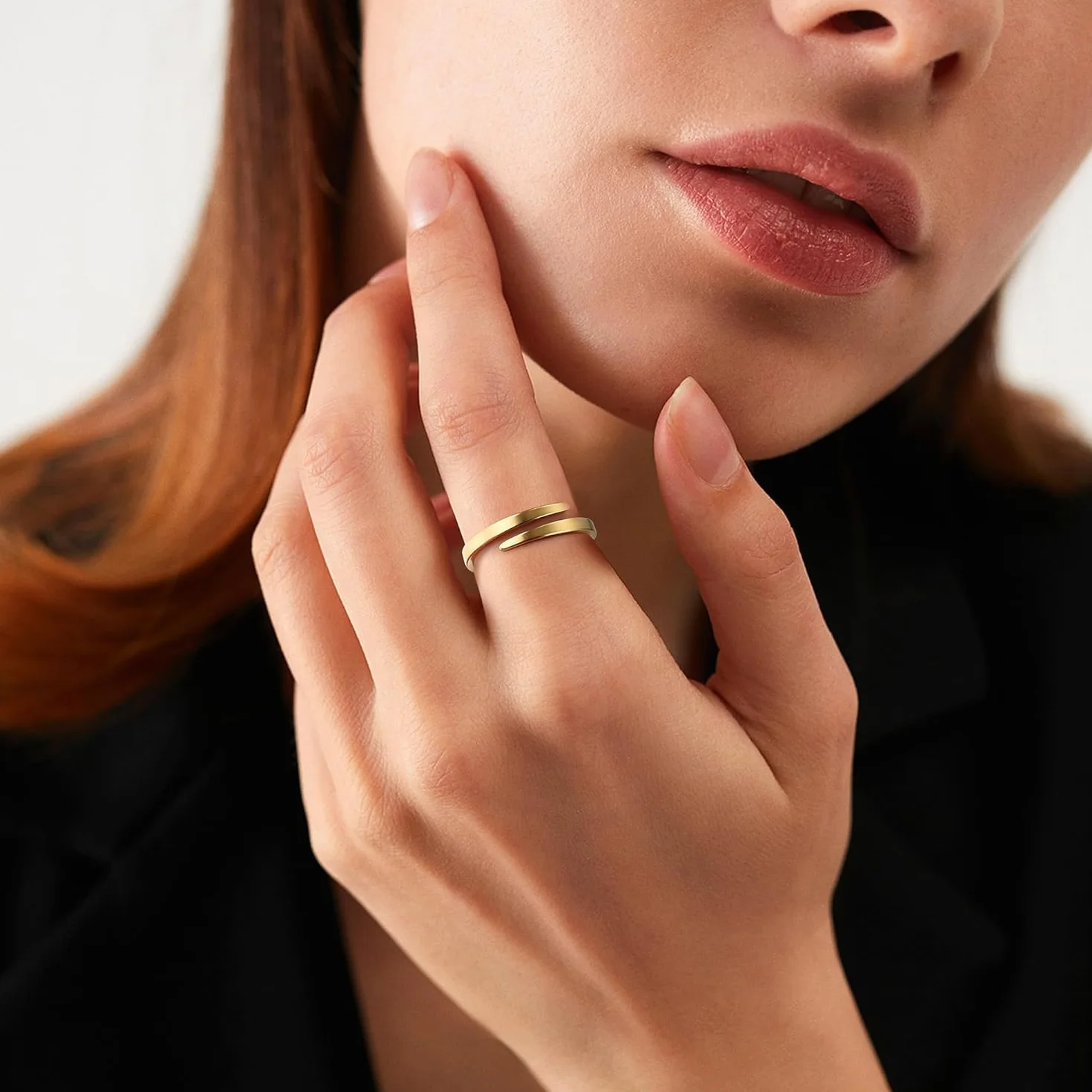 Diamday 14K złote otwarte pierścionki dla kobiet dziewcząt regulowany północ kciuk wieczność pierścionek do układania w stos drobno pozłacany minimalistyczny pierścionek otwarty skręcony
