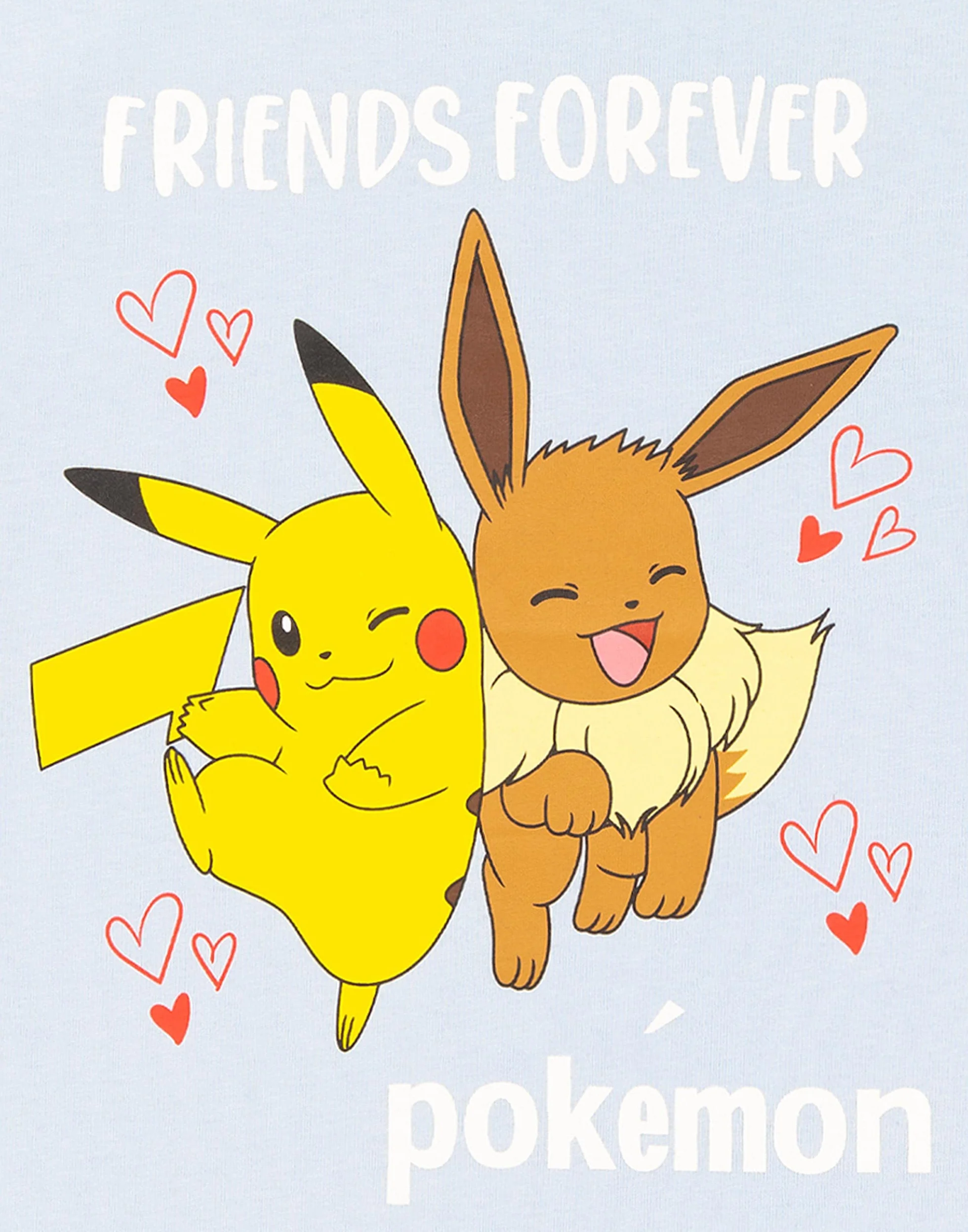 Pokemon T-shirt Koszulka Dziewczęca Pikachu Eevee Przyjaciele Gra Niebieski Top