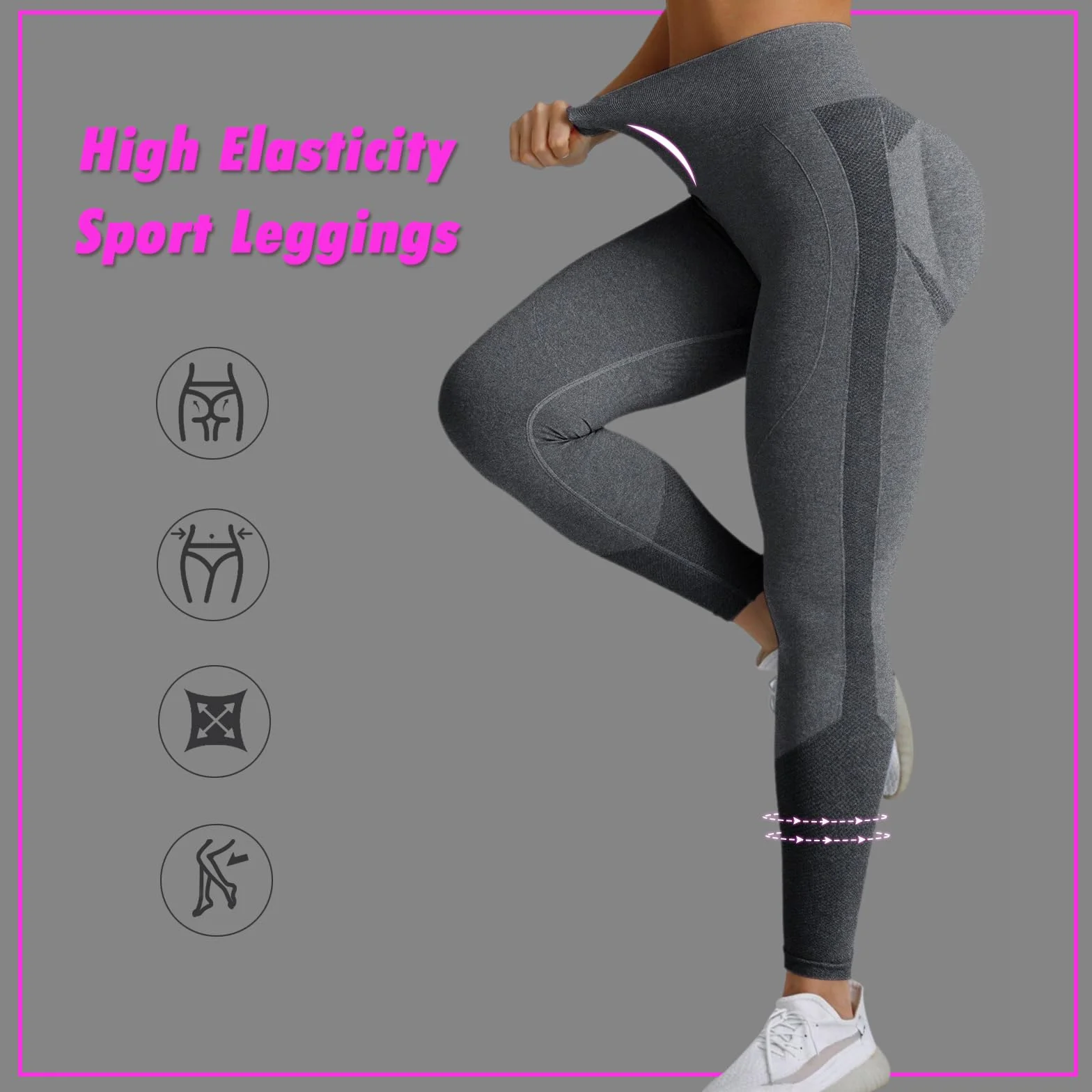 Legginsy sportowe damskie z wysokim stanem, z scrunch Butt Legginsy na siłownię Push Up Joga Kontrola brzucha Matowe elastyczne legginsy antycellulitowe