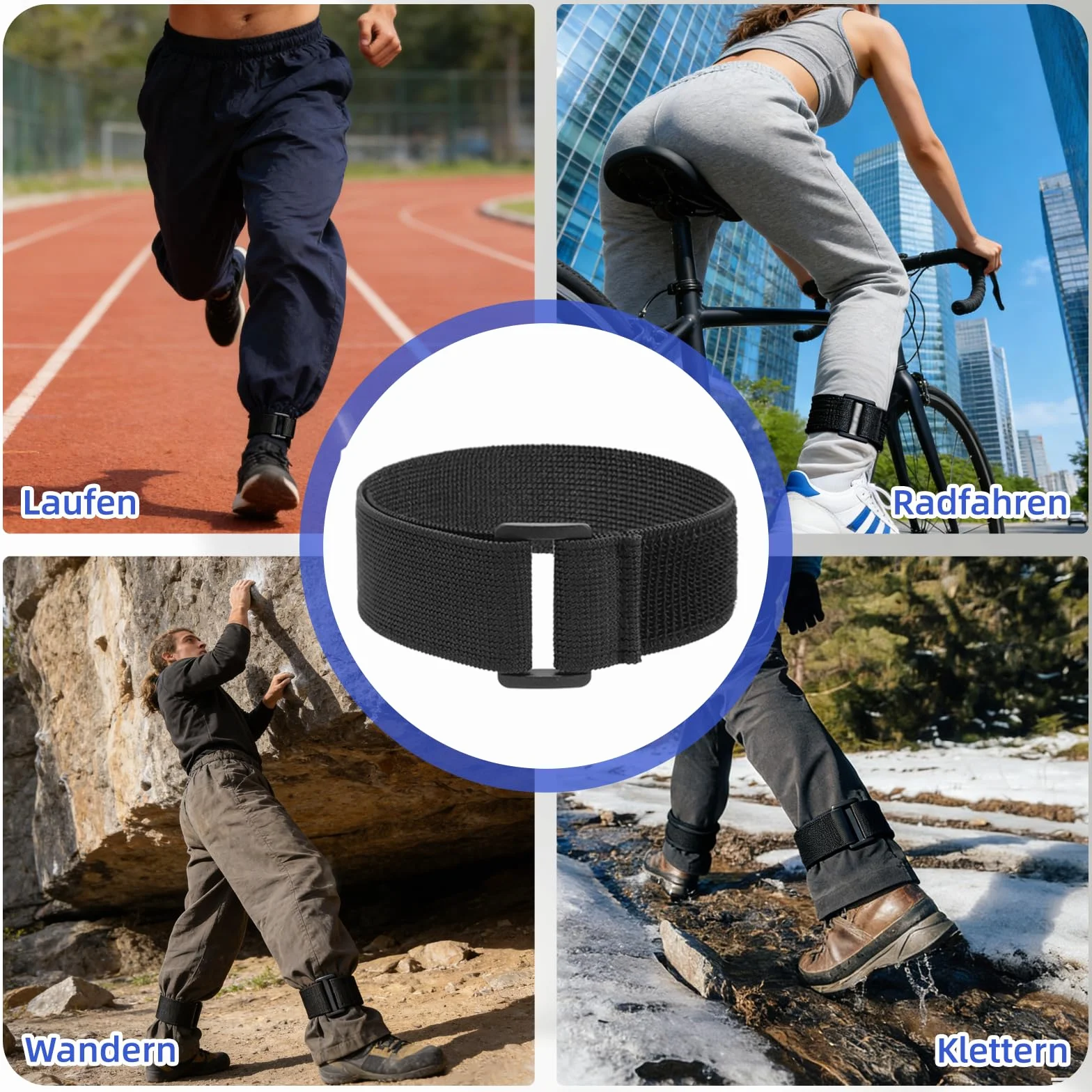 LPZMPZ 4 sztuki klamerek do spodni rowerowych, ochrona spodni, ochrona nogawek, klamra na rzep, elastyczna opaska na nogi, do spodni rowerowych, joggingu, wędkowania, polowania, wędrówek