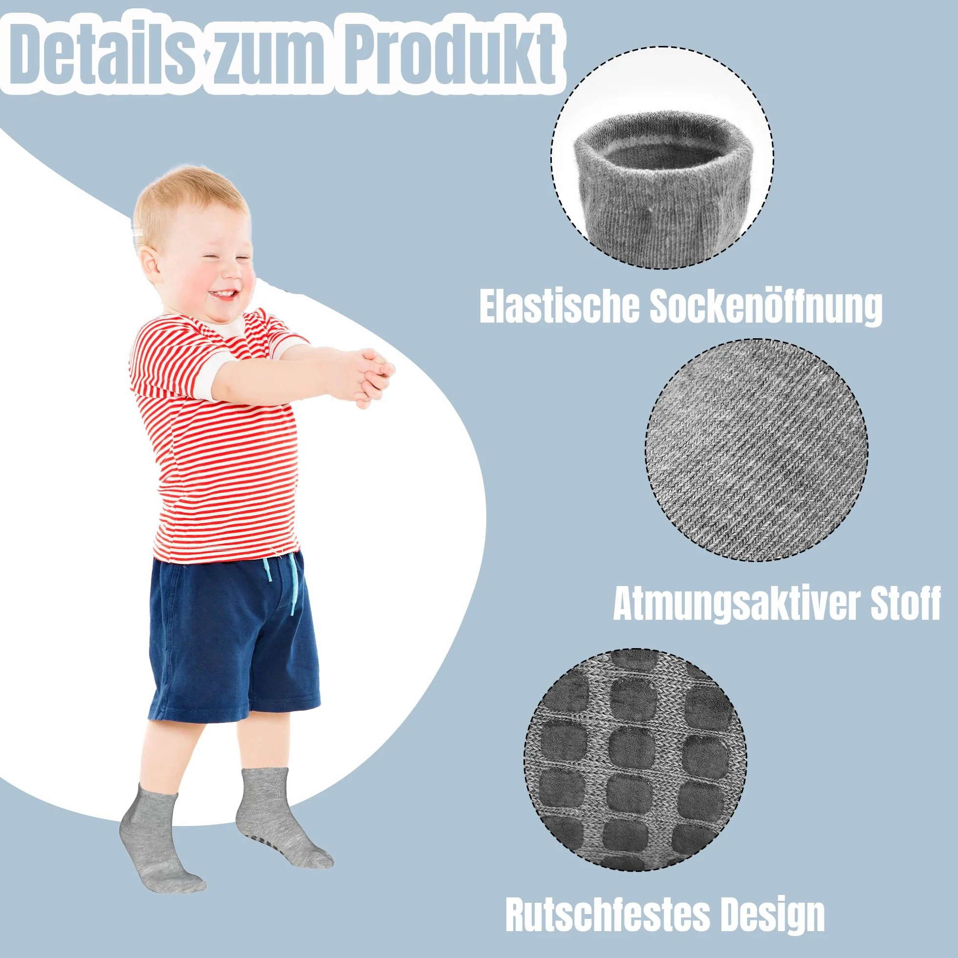 HYCLES Stopery dziecięce – 12 par skarpet z tworzywa ABS, dla dzieci, chłopców, małych dzieci, antypoślizgowe, dla dziewczynek w wieku 1-7 lat